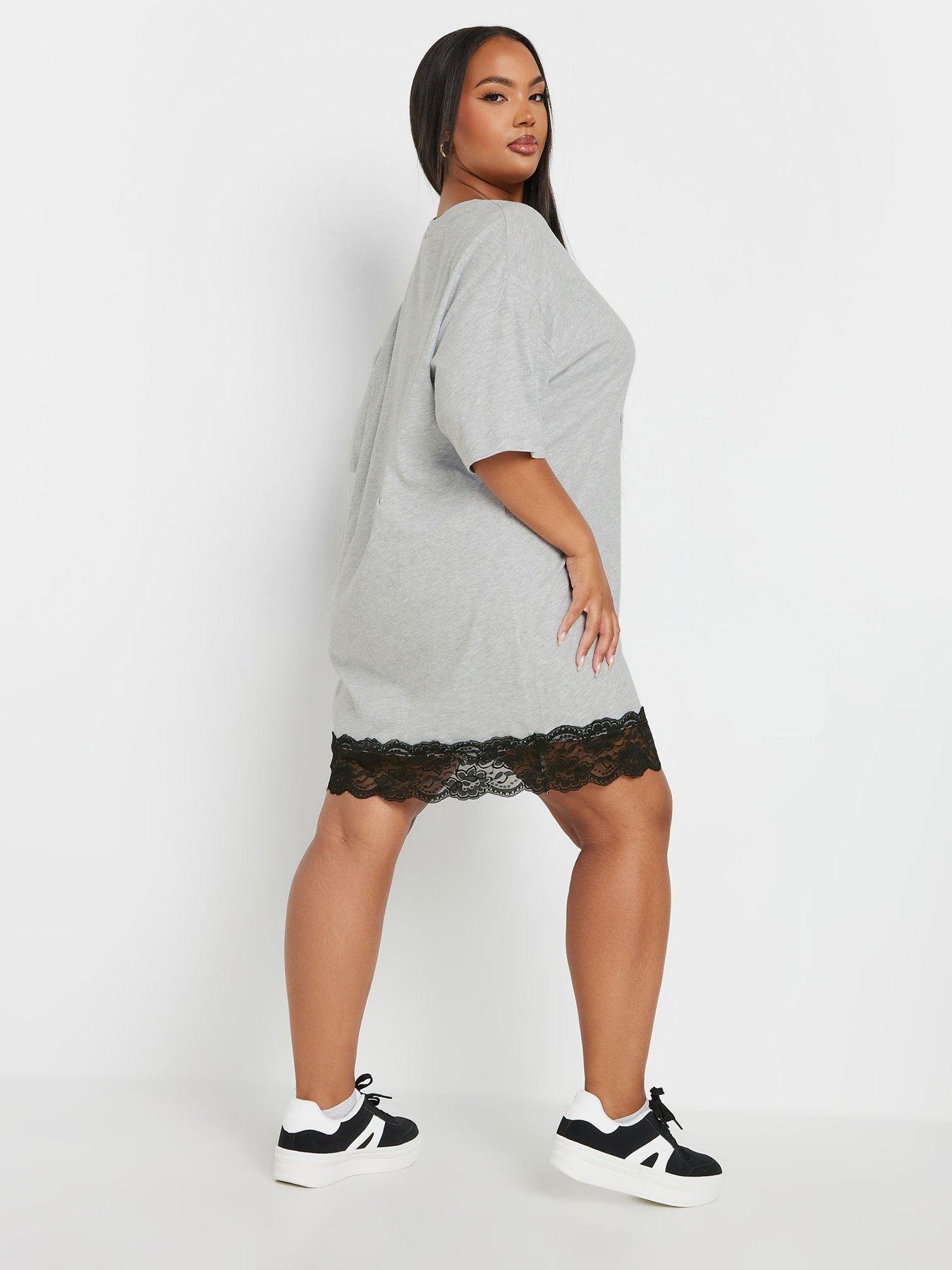 yours-curve-lace-mix-oversize-t-shirt-dressstillFront