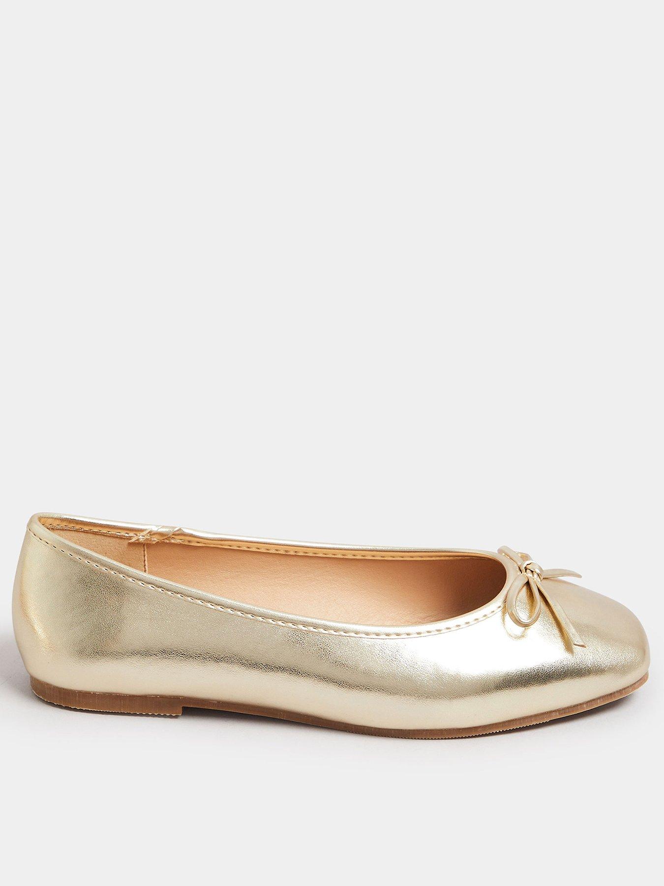 yours-extra-wide-fit-metallic-ballet-pumps-gold