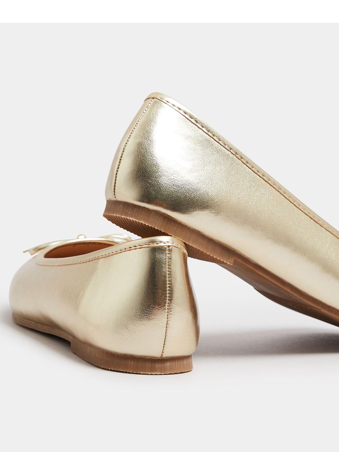 yours-extra-wide-fit-metallic-ballet-pumps-goldback