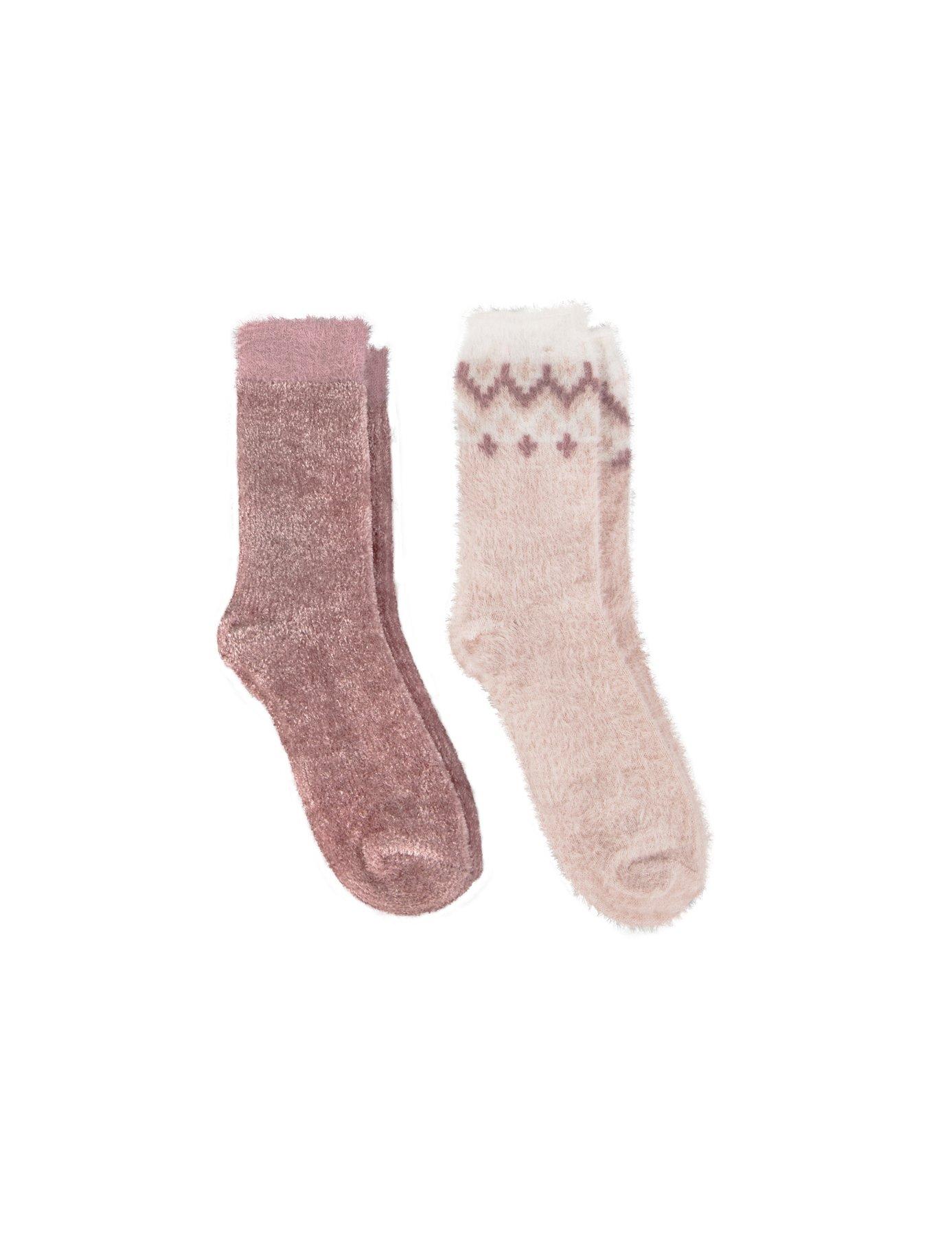 totes-totes-2pack-fluffy-fairisle-amp-chenille-bed-socks-fairisledusky-pink