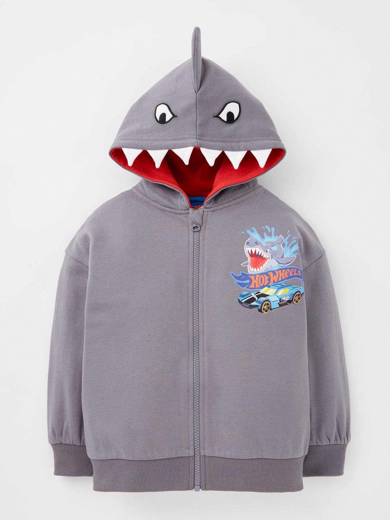 Image 1 of 4 of Hot Wheels Zip Through Shark Hoodie - Grey