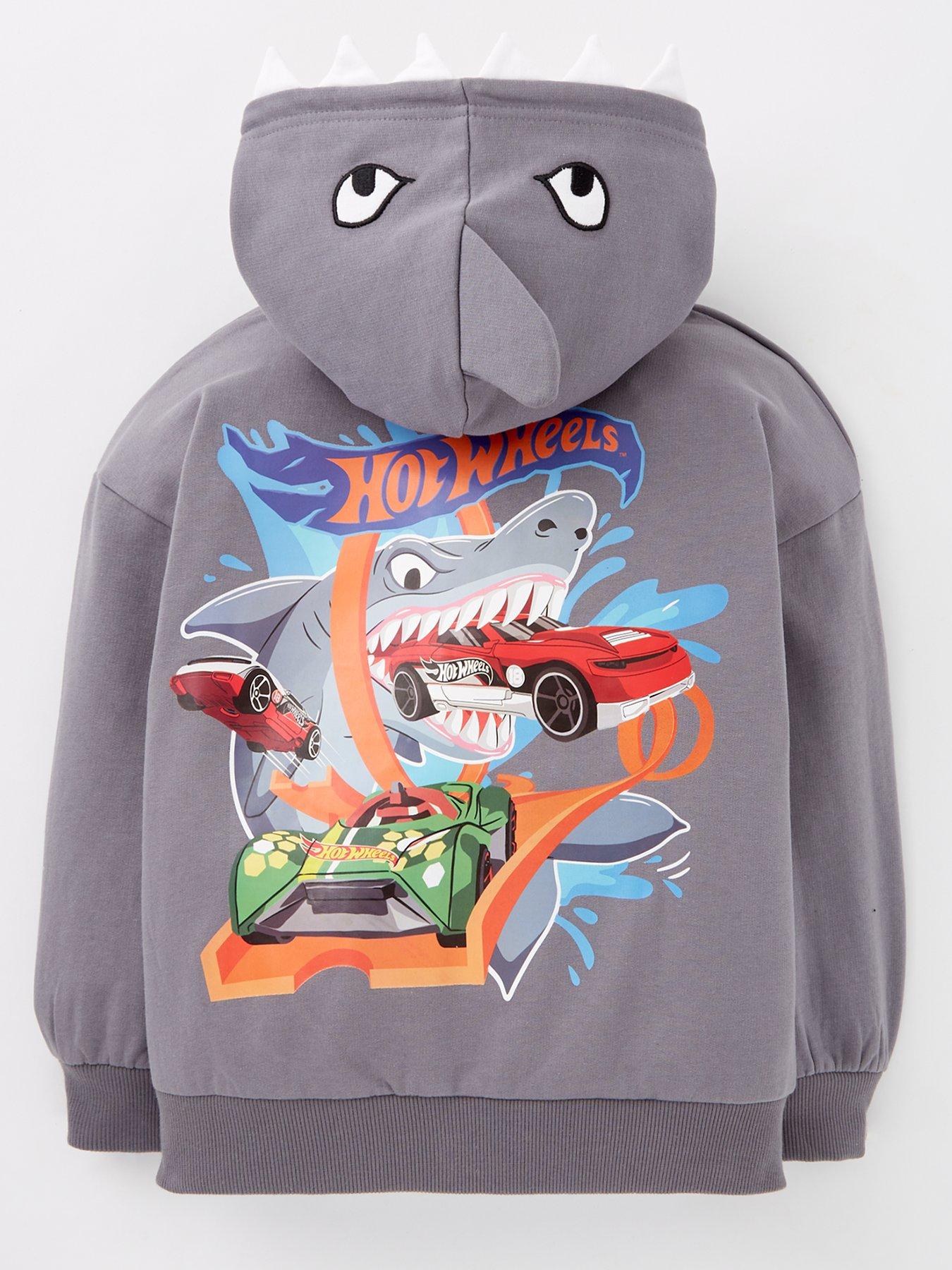 Image 2 of 4 of Hot Wheels Zip Through Shark Hoodie - Grey