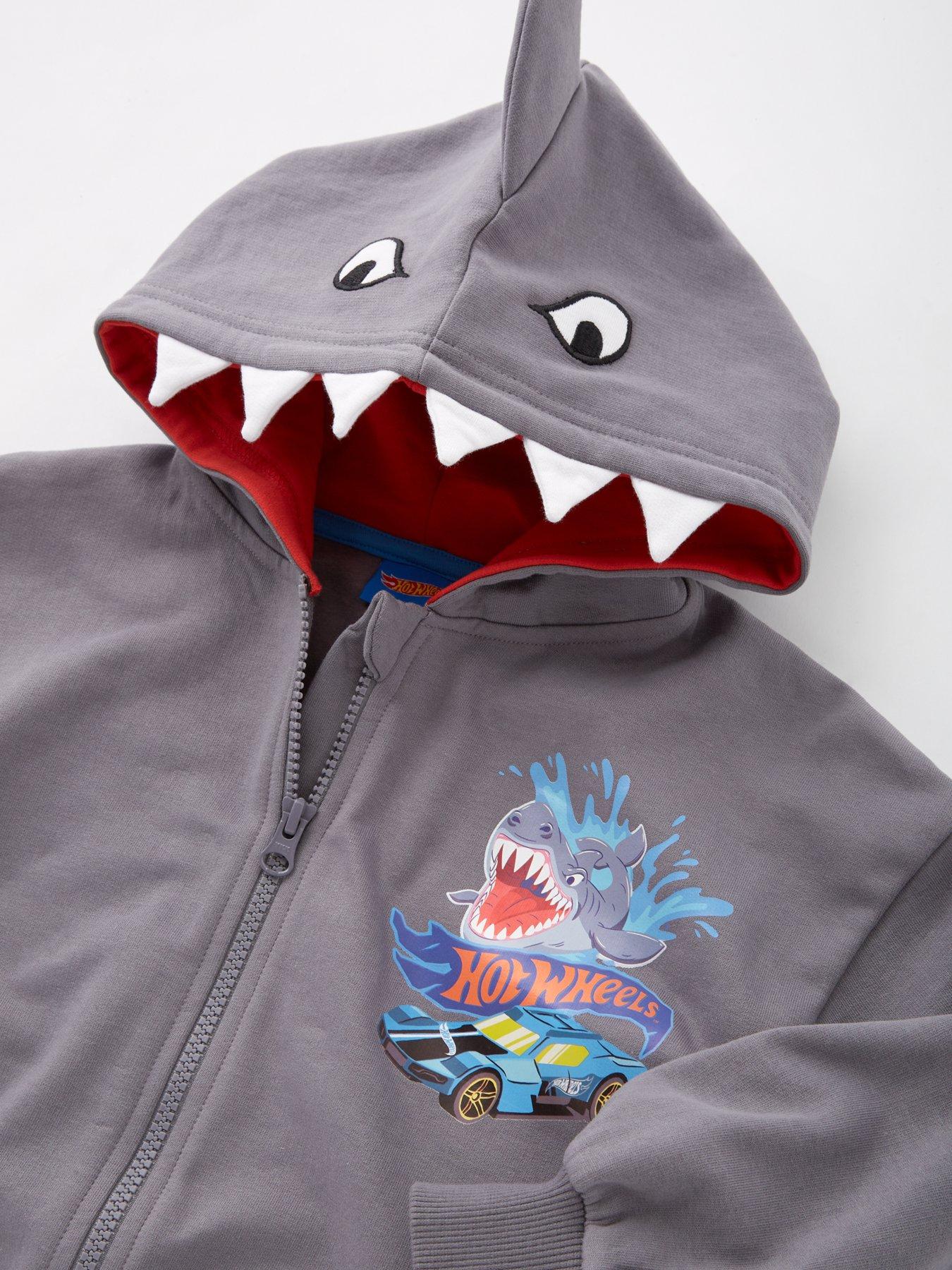 Image 3 of 4 of Hot Wheels Zip Through Shark Hoodie - Grey