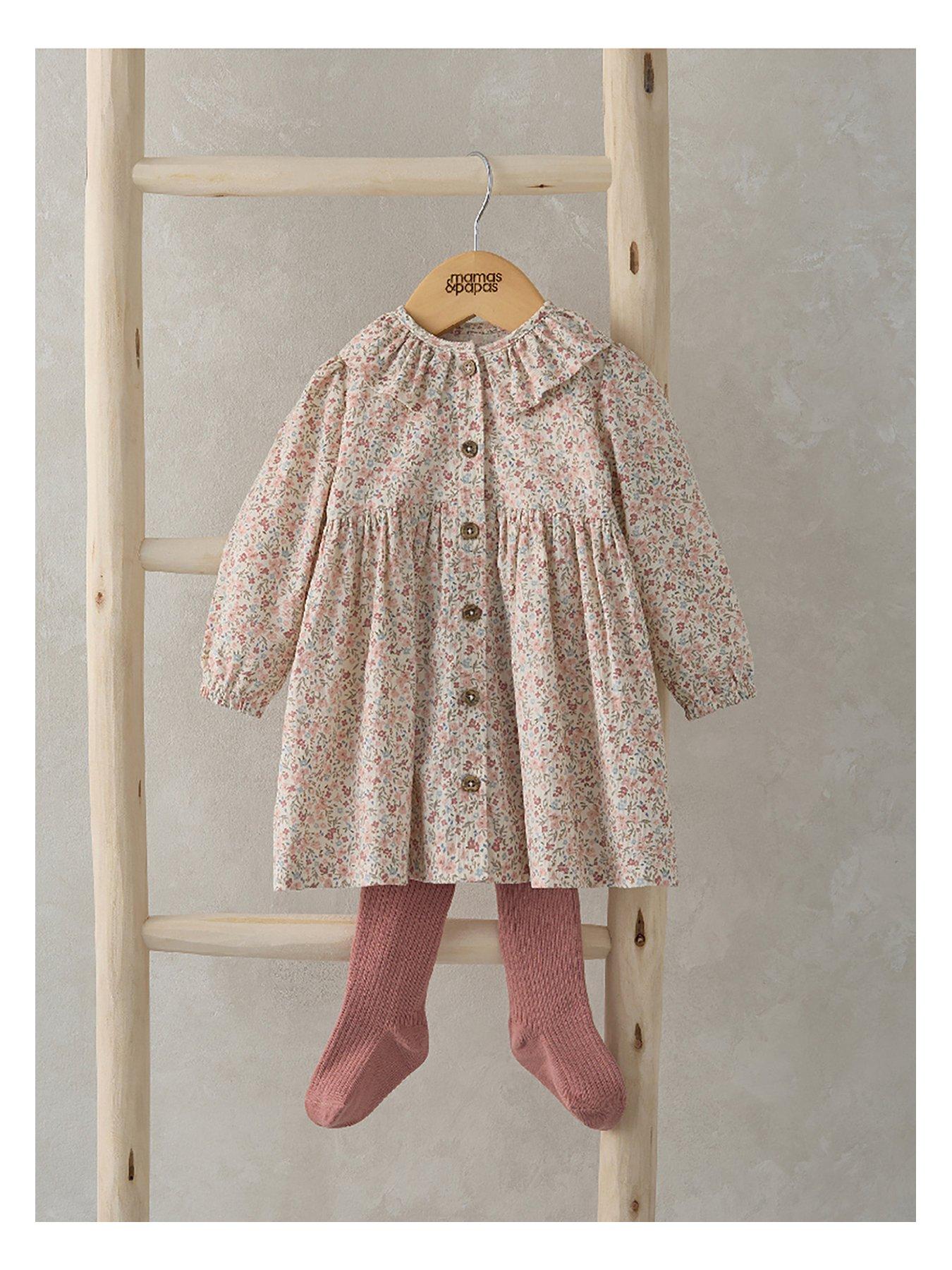 mamas-papas-baby-girls-floral-cord-dress-with-tights-pink