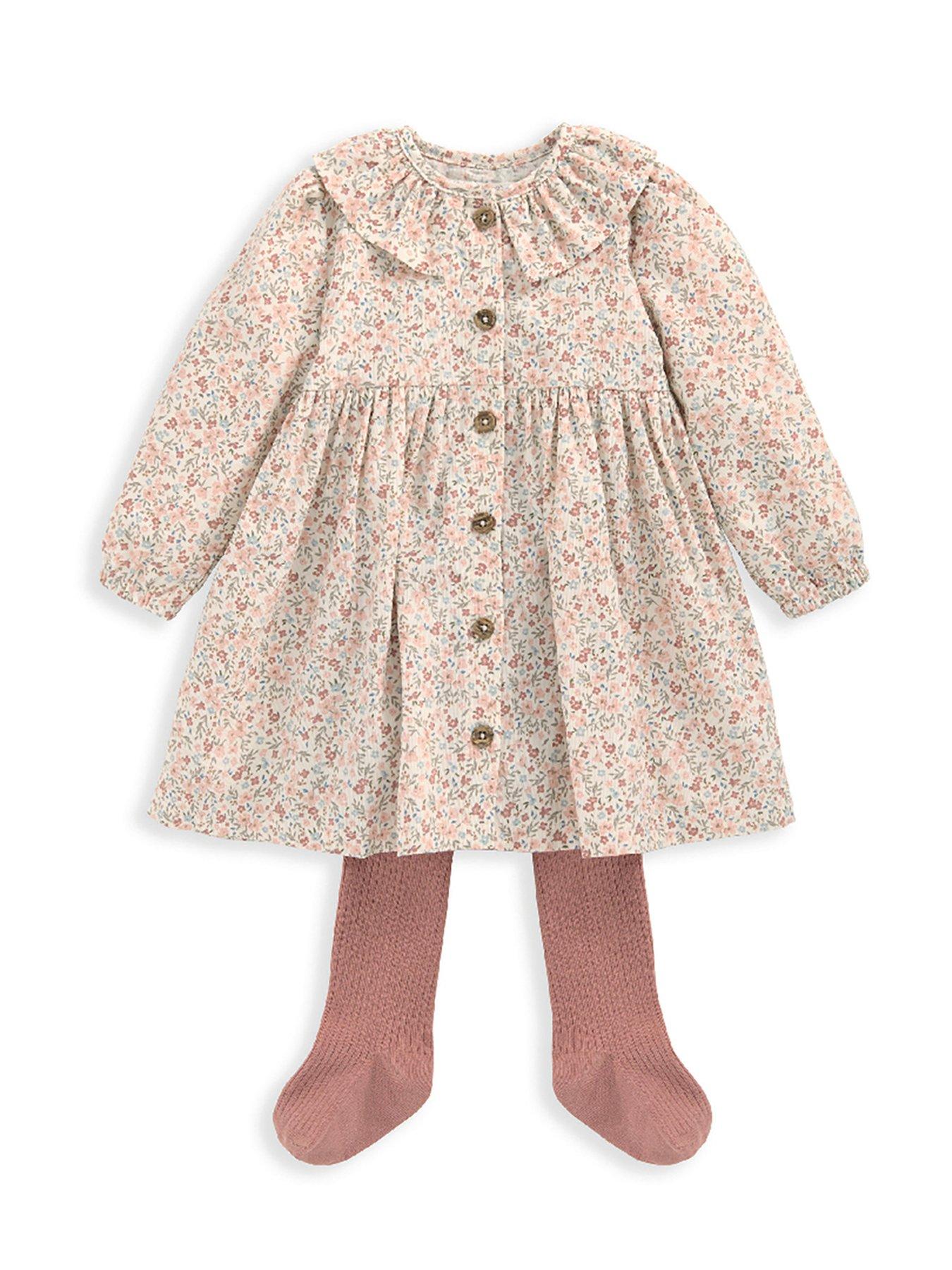 mamas-papas-baby-girls-floral-cord-dress-with-tights-pinkstillFront