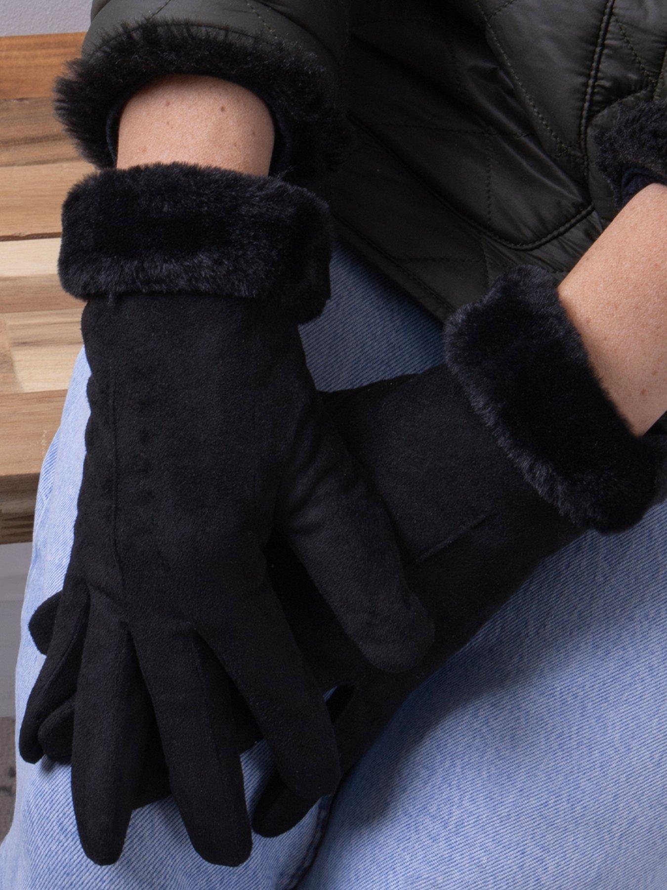 totes-totes-isotoner-faux-suede-gloves-blackstillFront