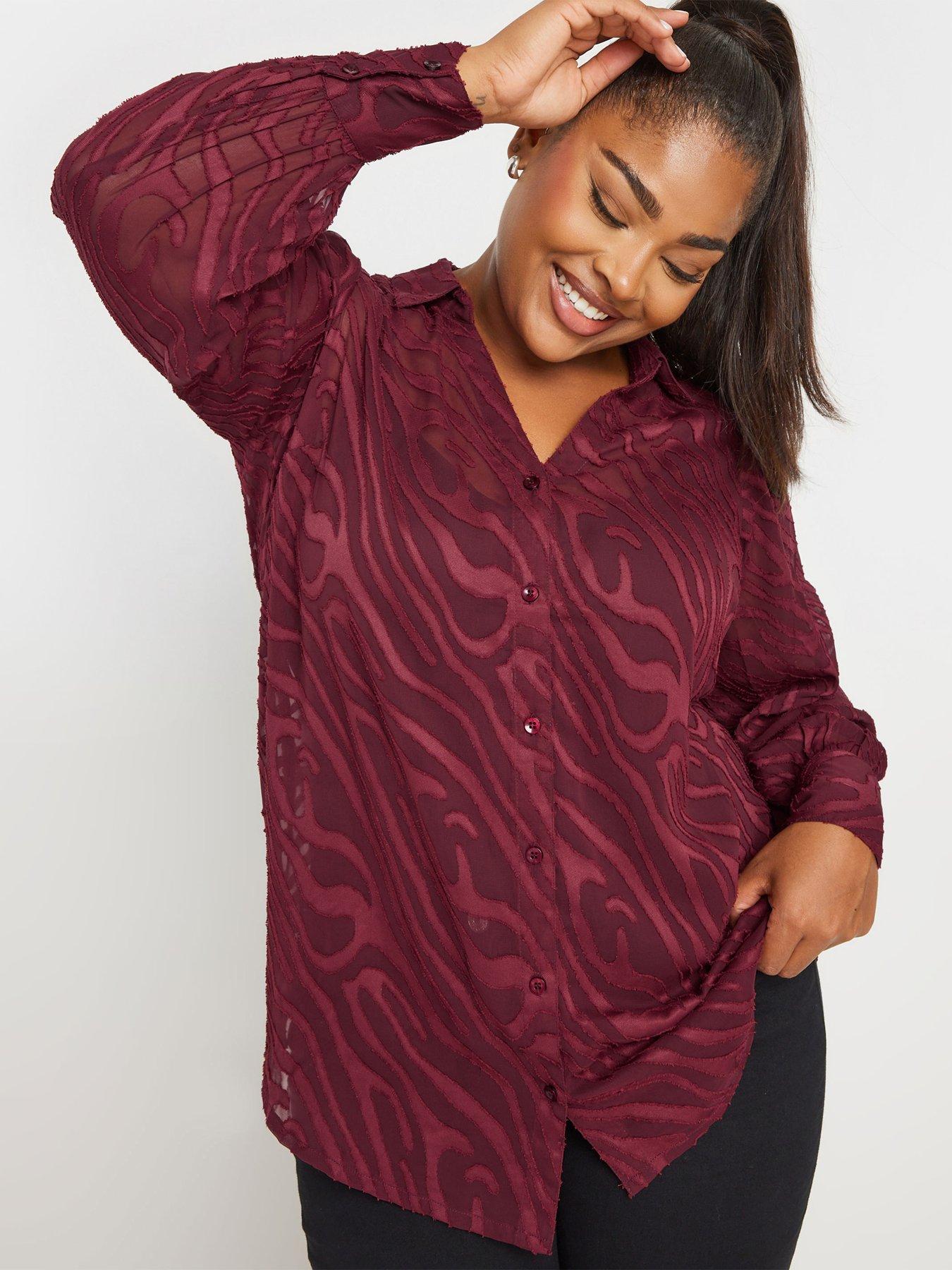Yours Curve Burnout Shirt Swirl - Red
