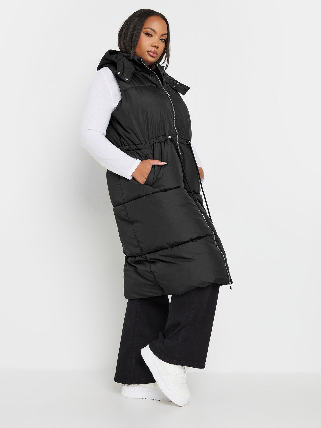 yours-curve-drawcord-panelled-gilet-black