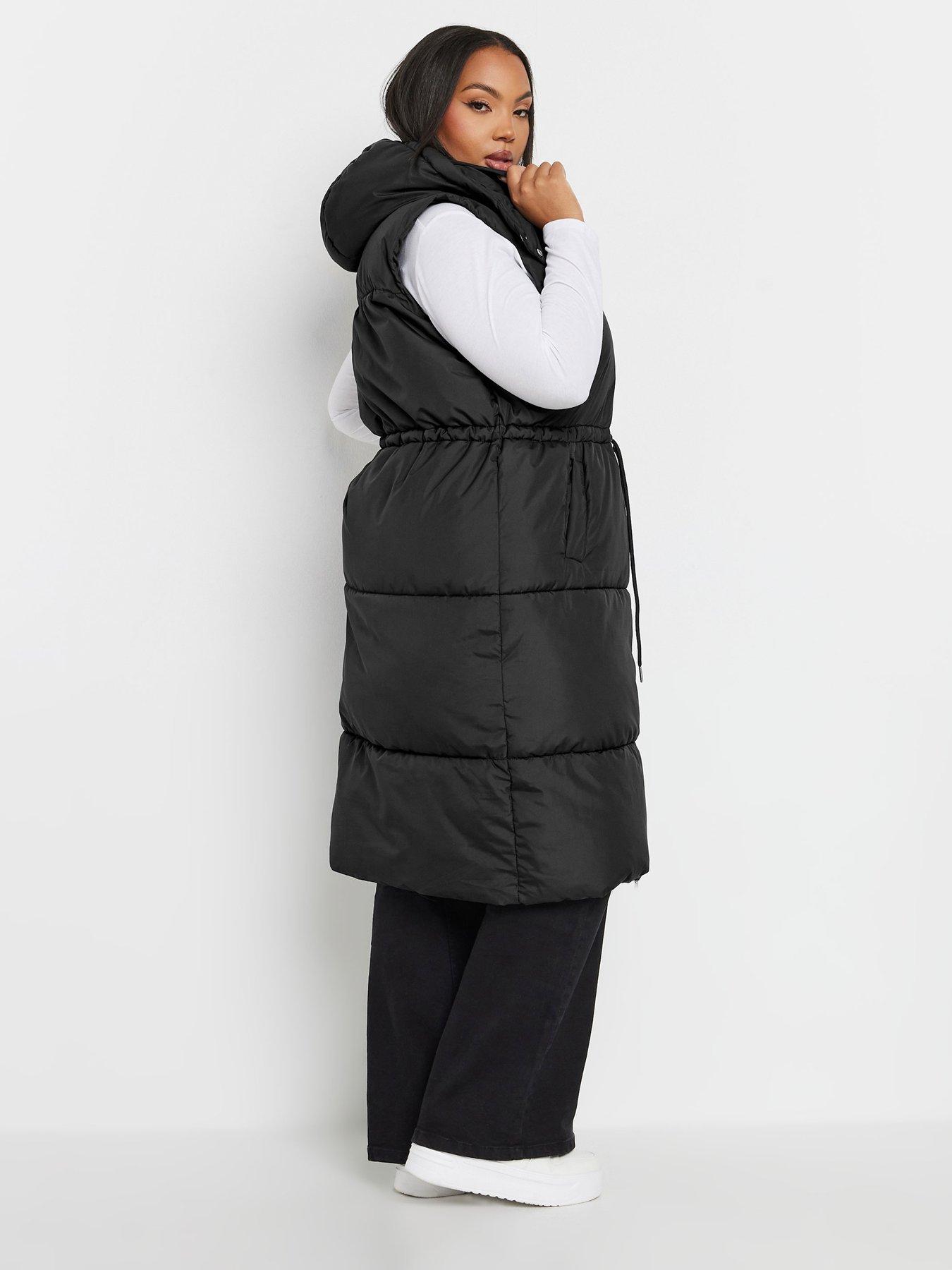 yours-curve-drawcord-panelled-gilet-blackstillFront