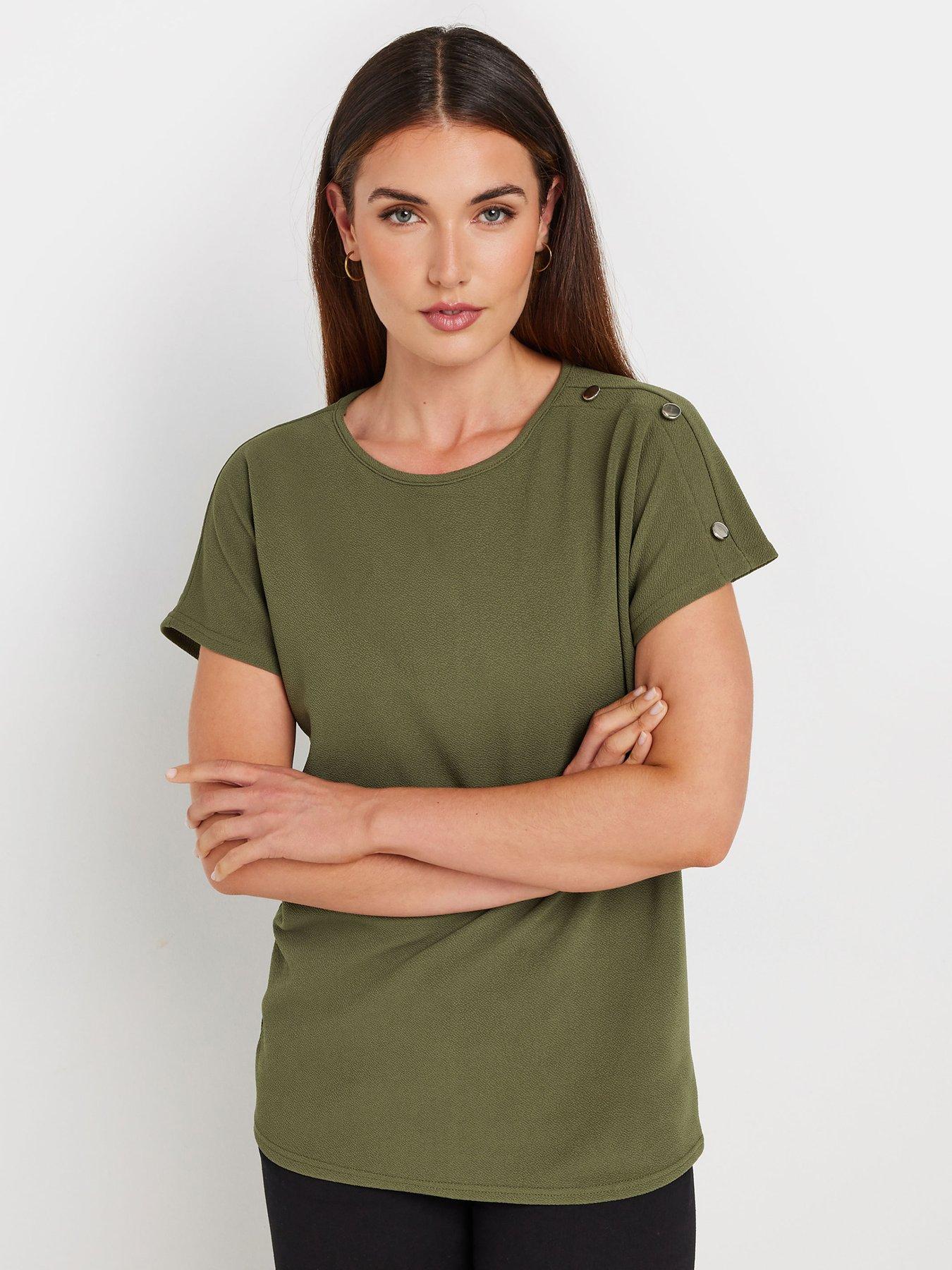 long-tall-sally-button-shoulder-tee-green