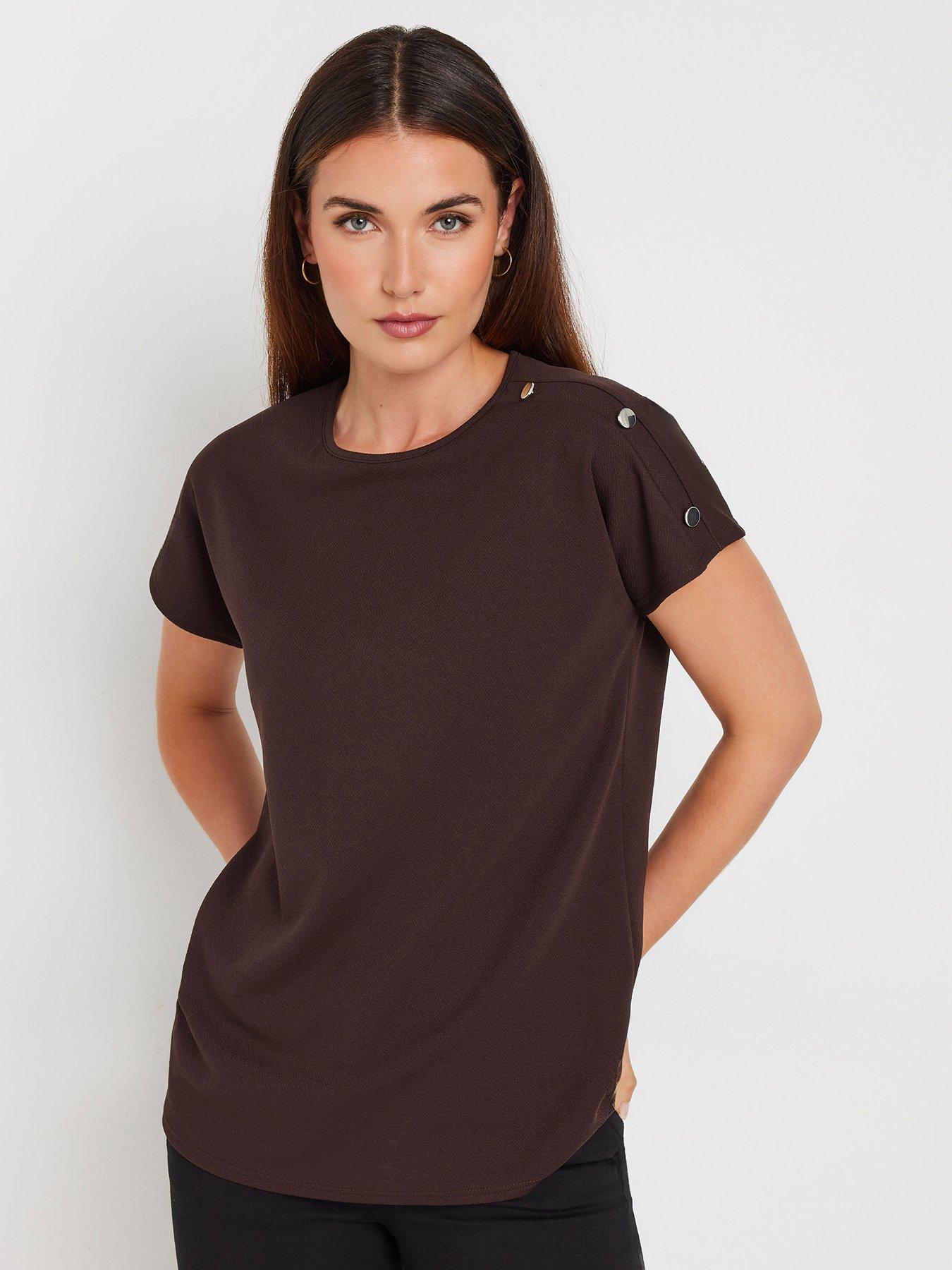 long-tall-sally-button-shoulder-tee-brown