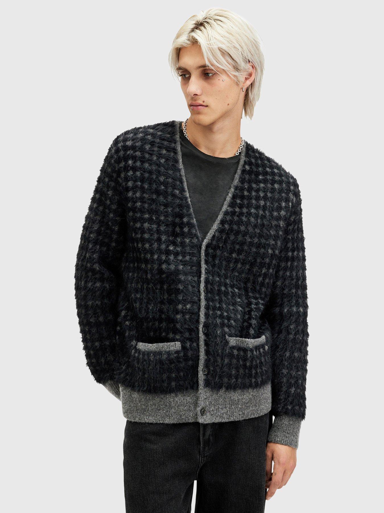 Image 1 of 6 of AllSaints Edgar Knitted Cardigan - Dark Grey