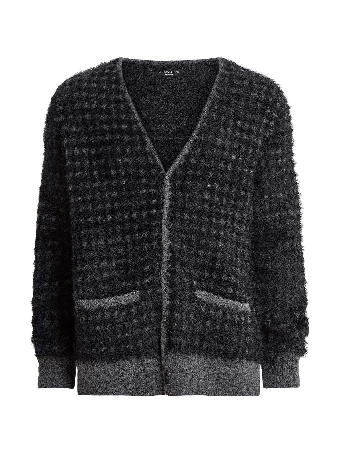 Image 6 of 6 of AllSaints Edgar Knitted Cardigan - Dark Grey