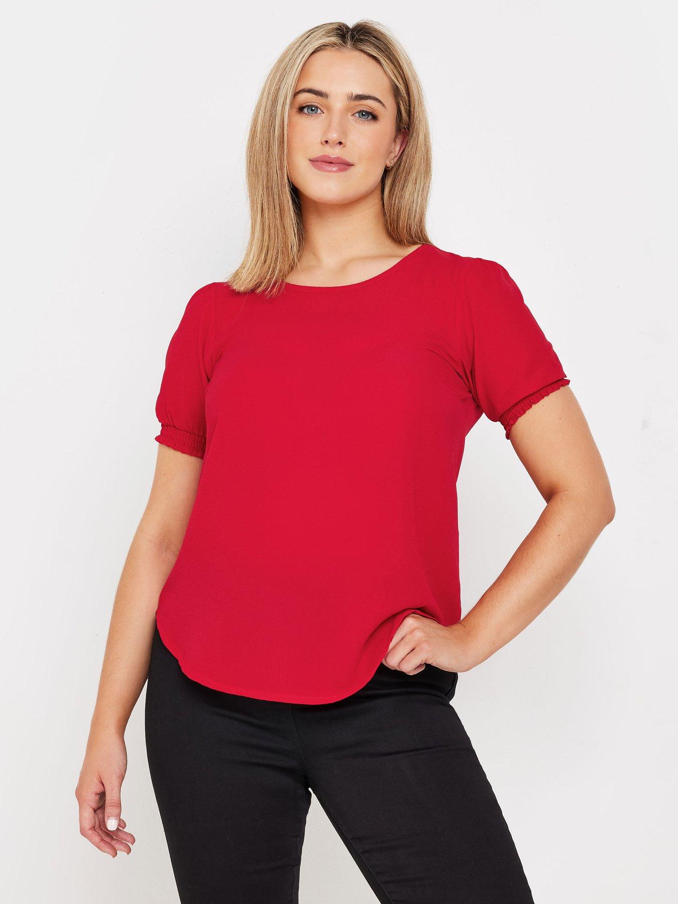 mco-shirred-short-sleeve-top-red