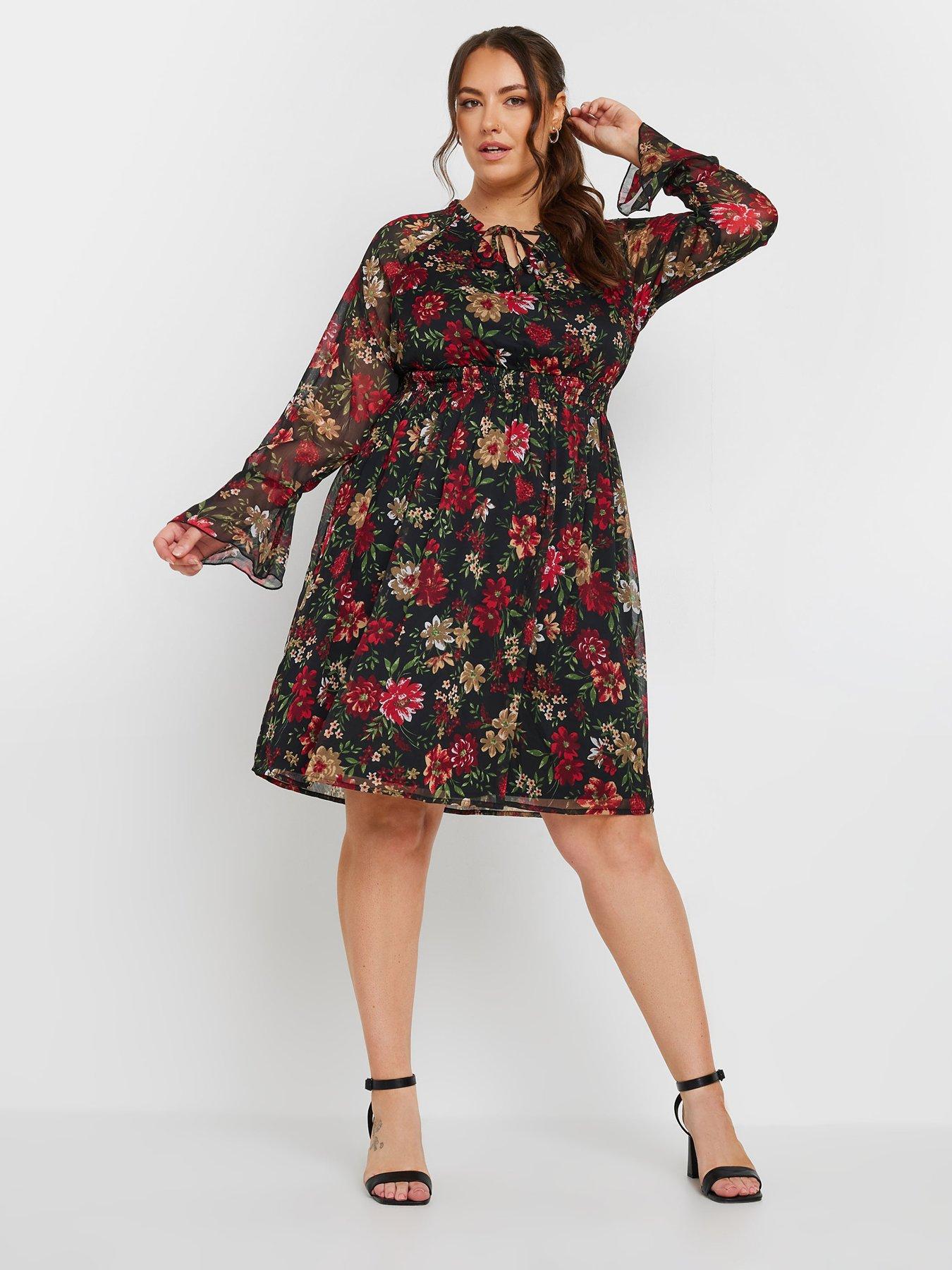 yours-curve-floral-tie-neck-chiffon-dressback