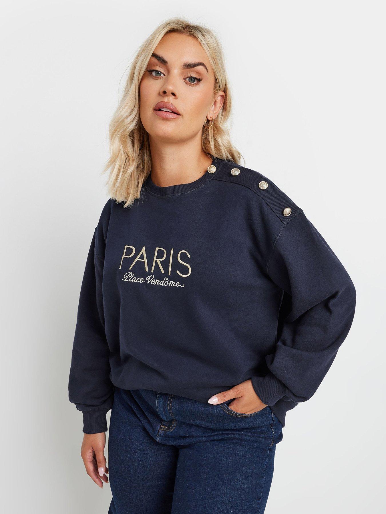 yours-curve-button-detail-paris-sweatshirt-blue