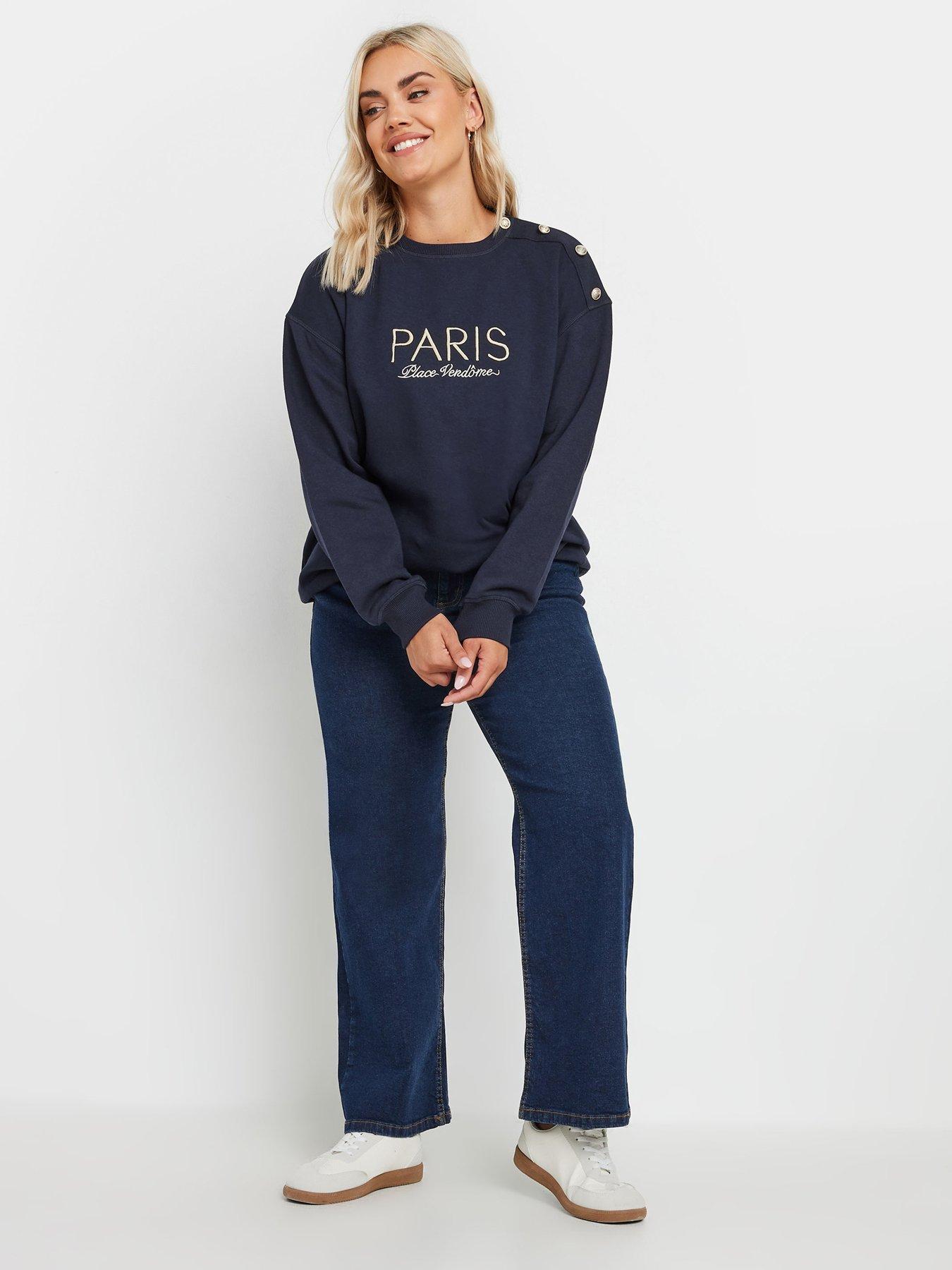 yours-curve-button-detail-paris-sweatshirt-blueback