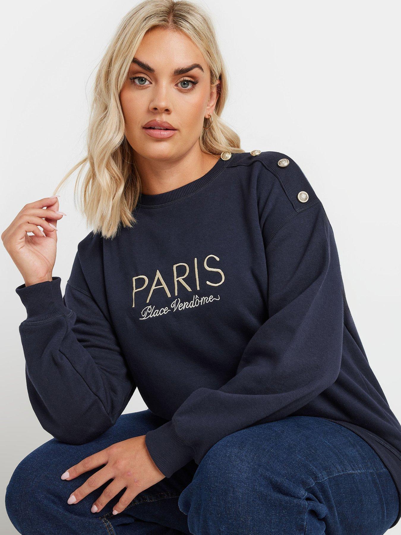 yours-curve-button-detail-paris-sweatshirt-blueoutfit