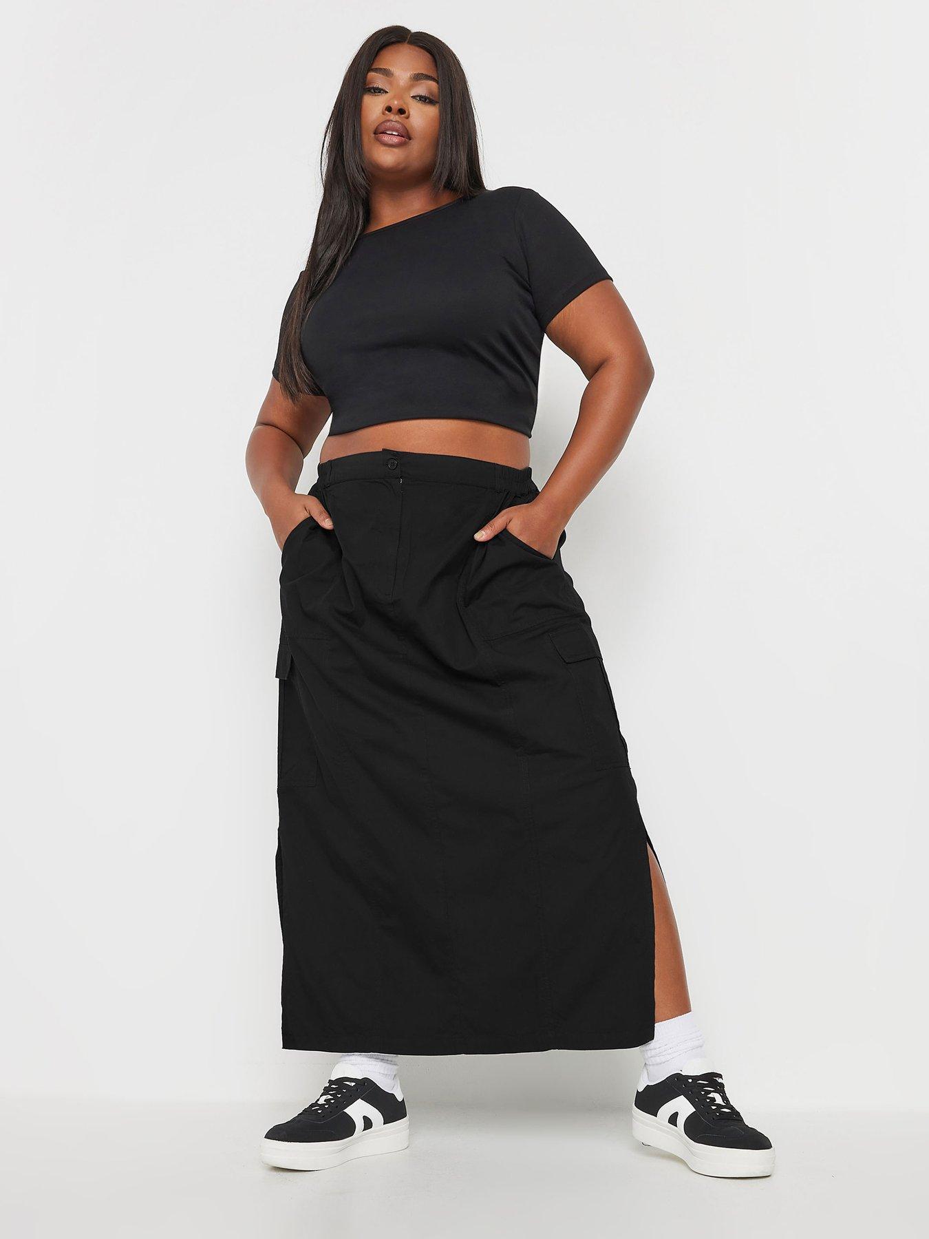 yours-curve-maxi-side-slit-cargo-skirt-blackback