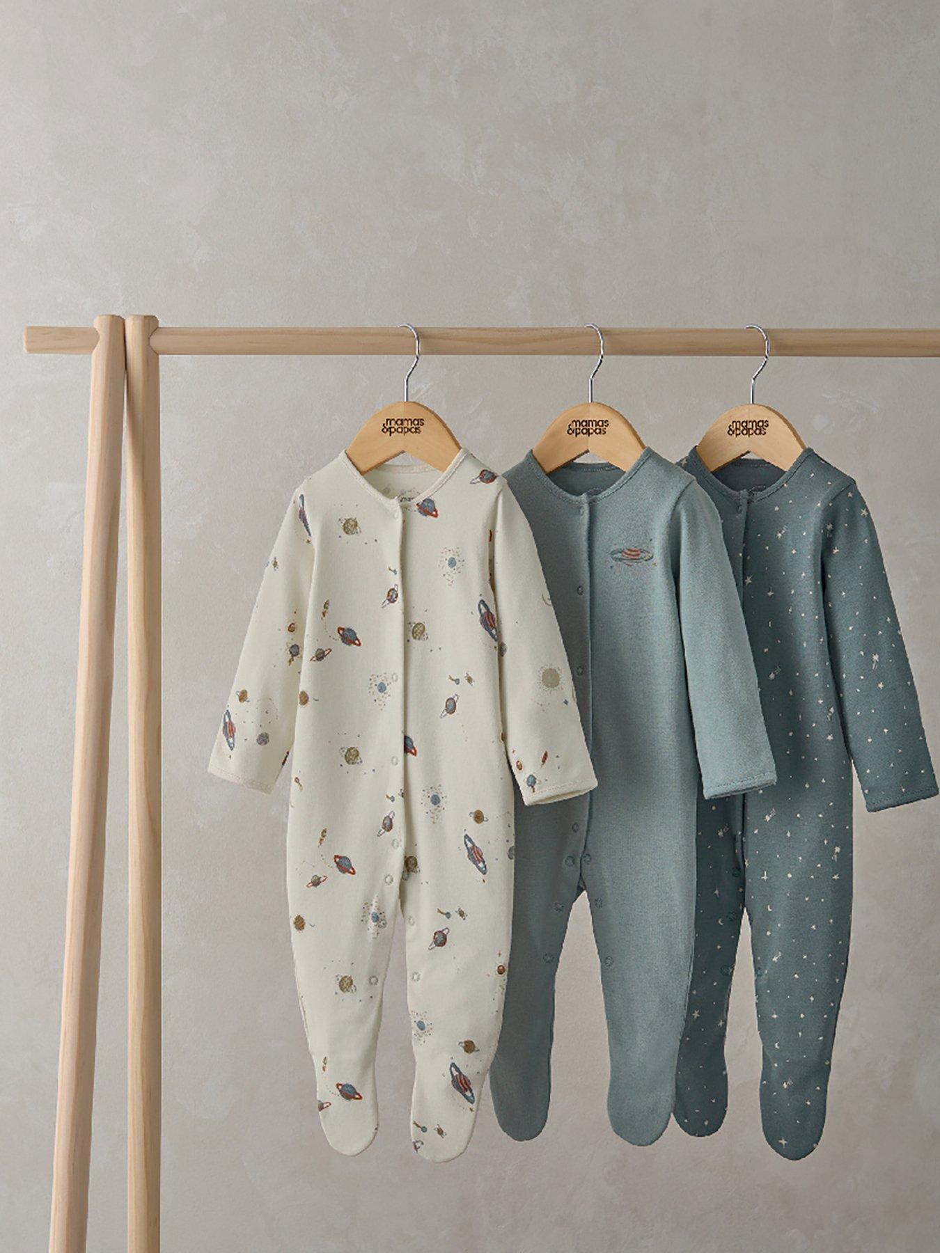 Image 2 of 3 of Mamas & Papas Baby Boys 3 Pack Planets Sleepsuits - Multi