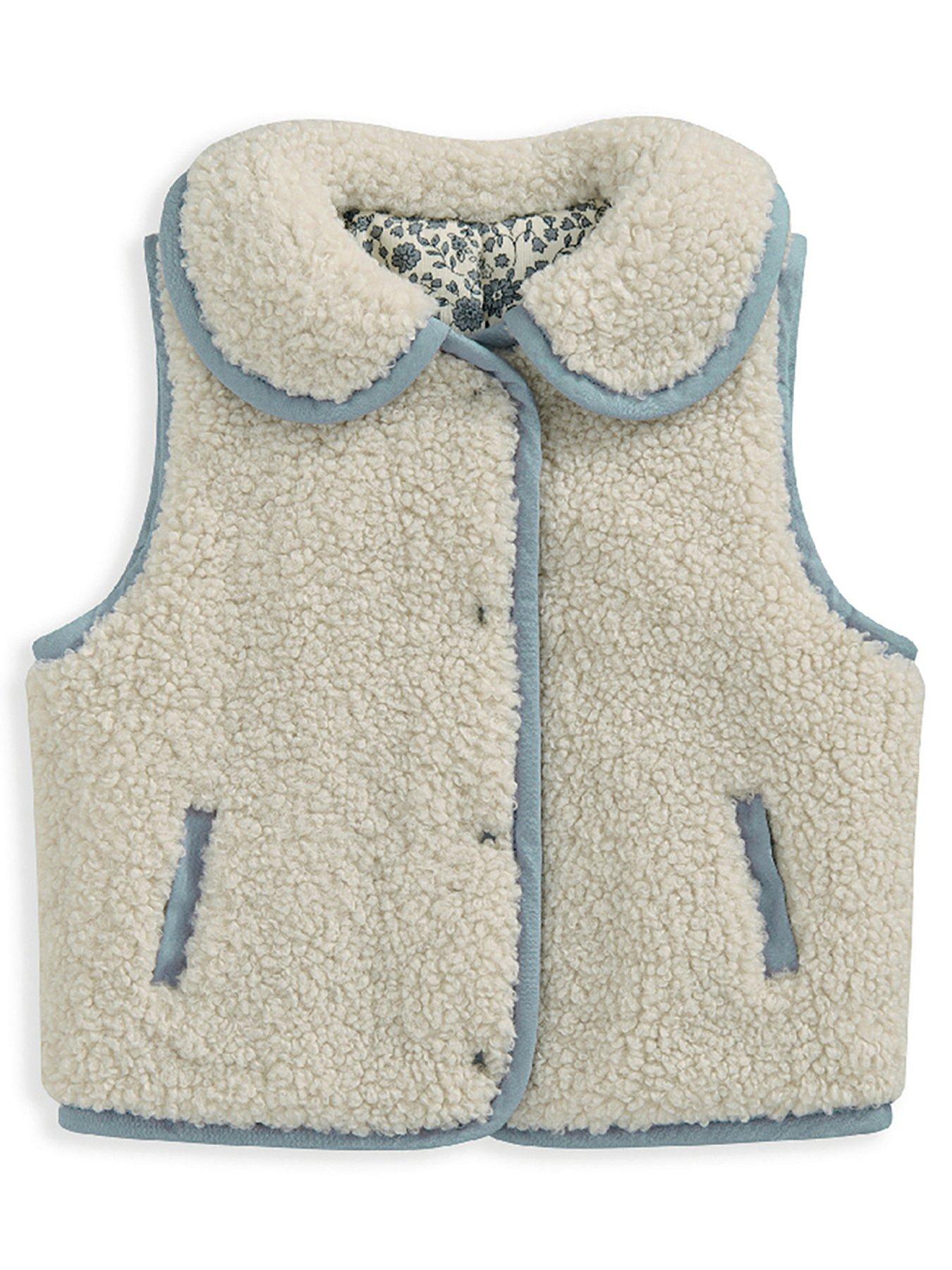 mamas-papas-baby-girls-reversible-floral-fleece-gilet-beigeback