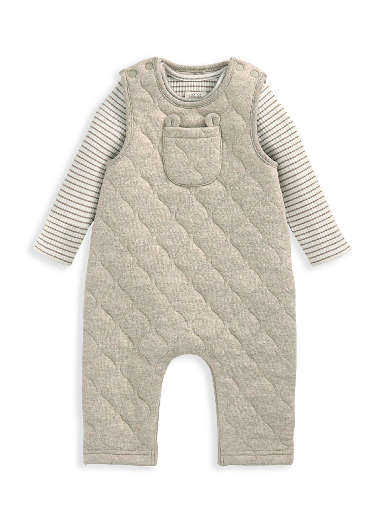 mamas-papas-baby-unisex-quilted-dungaree-set-beigestillFront