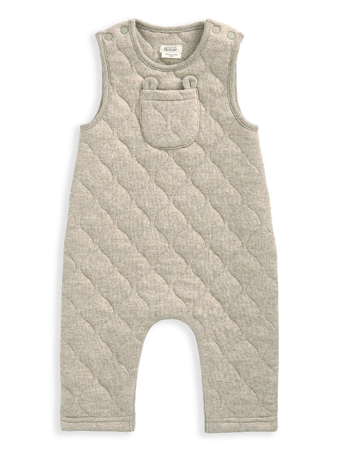 mamas-papas-baby-unisex-quilted-dungaree-set-beigeback