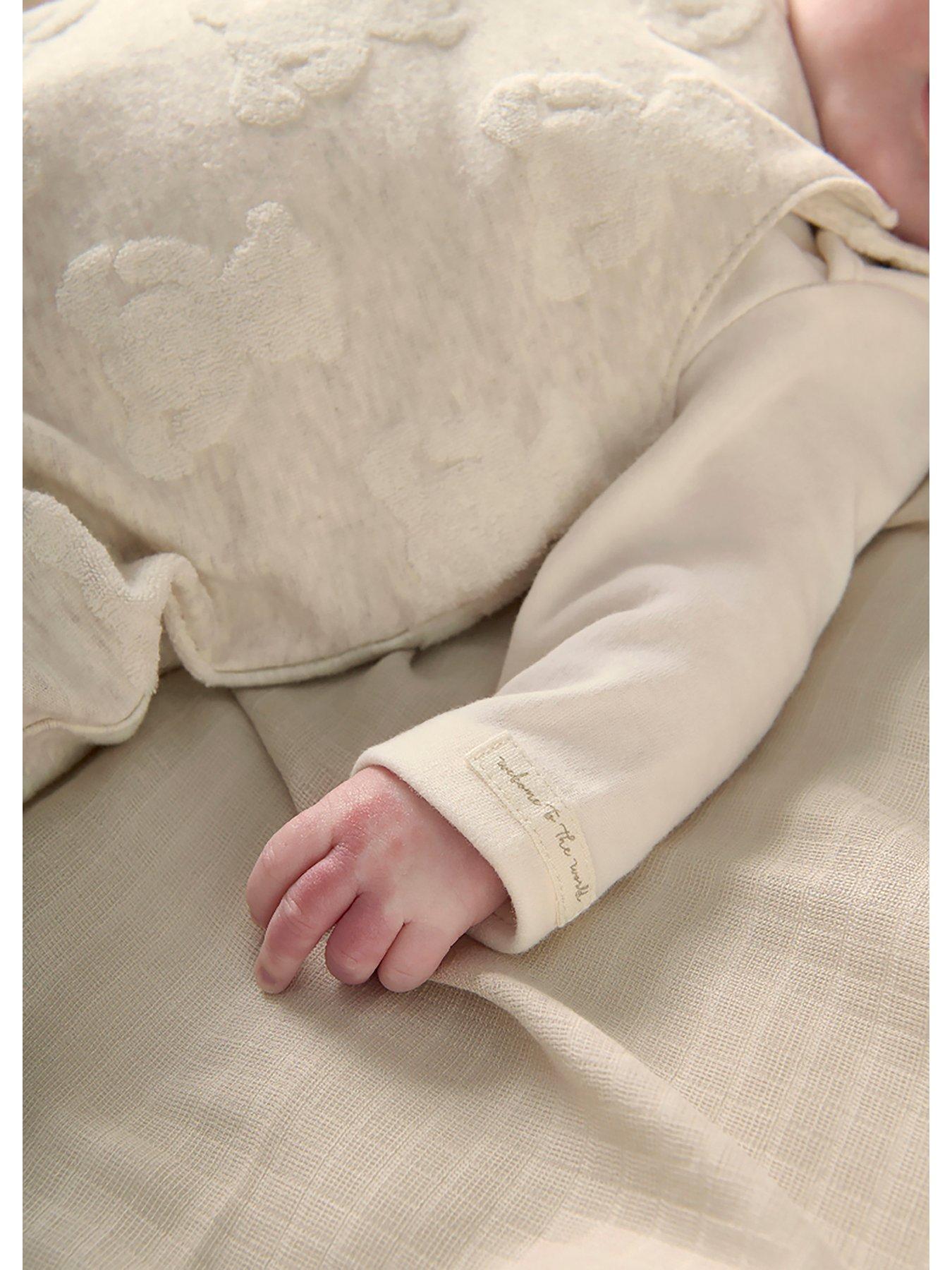 Image 5 of 6 of Mamas & Papas Baby Unisex Teddy Bear Textured Dungaree &amp; Bodysuit Set - Beige