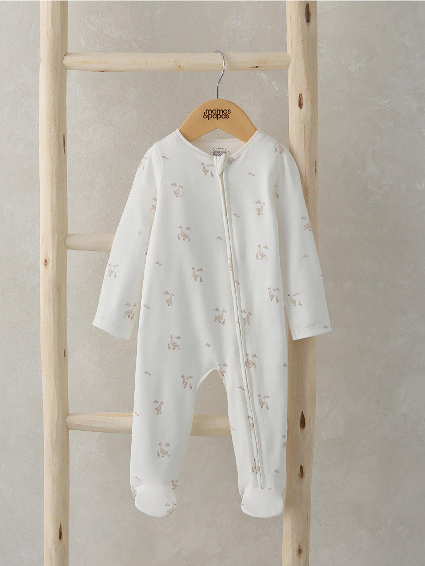 mamas-papas-baby-unisex-duckling-zip-sleepsuit-beigestillFront