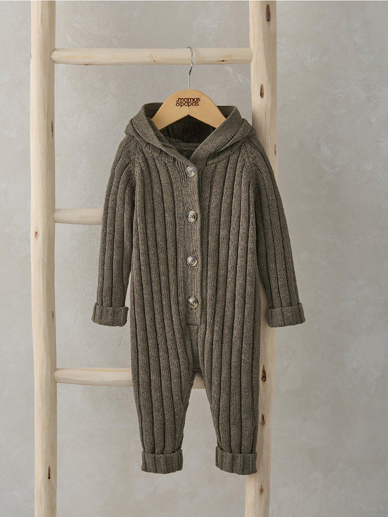 mamas-papas-baby-unisex-chunky-knitted-rib-romper-brownstillFront