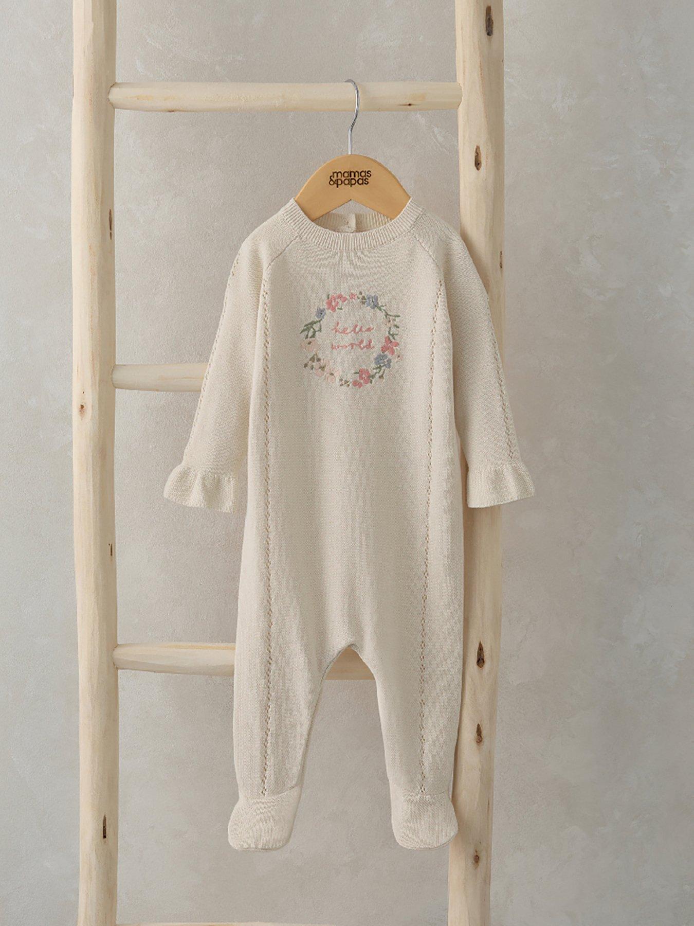 mamas-papas-baby-girls-embroidered-knit-sleepsuit-creamstillFront