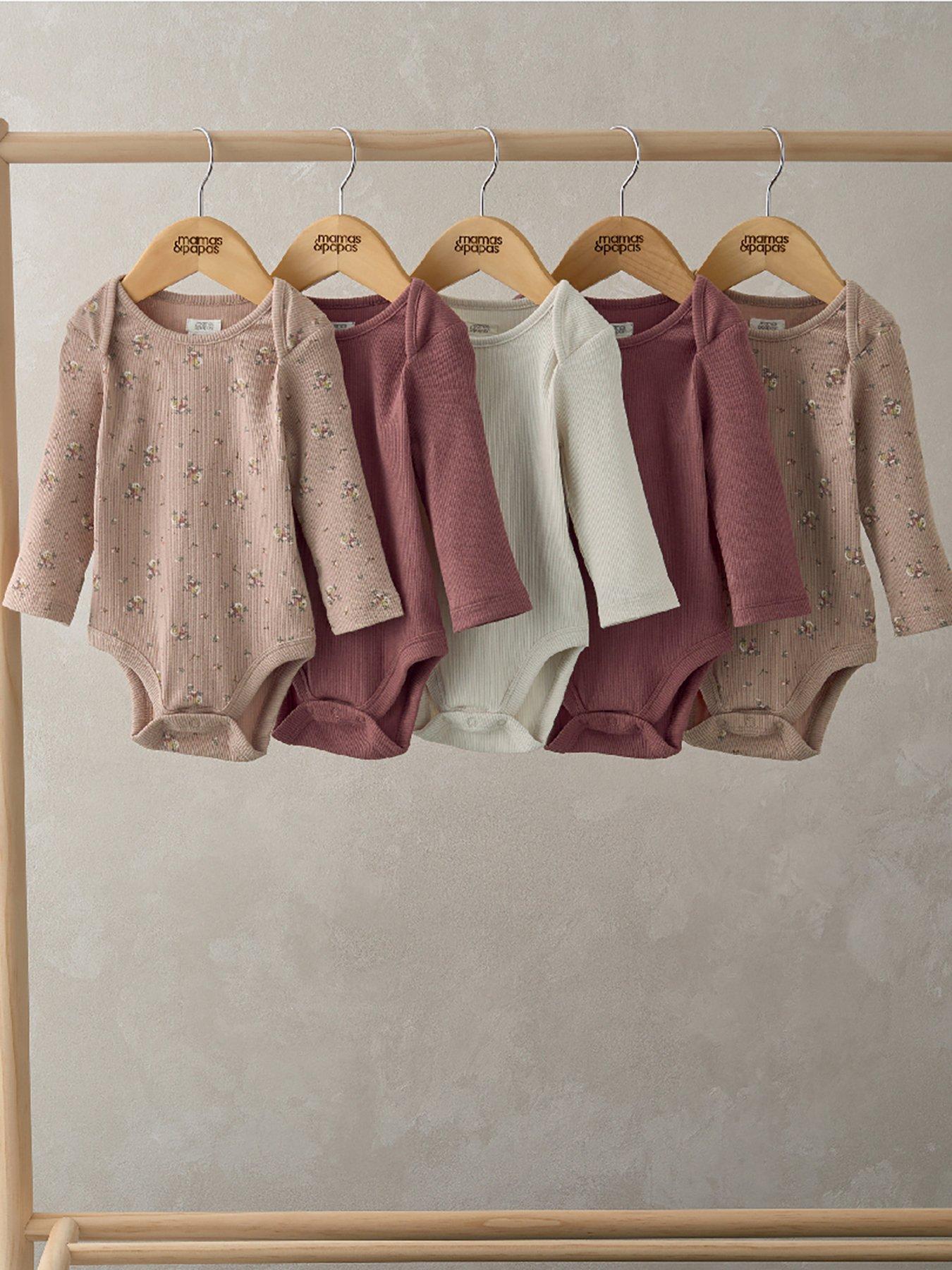 mamas-papas-baby-girls-5-pack-long-sleeved-bodysuits-pinkfront