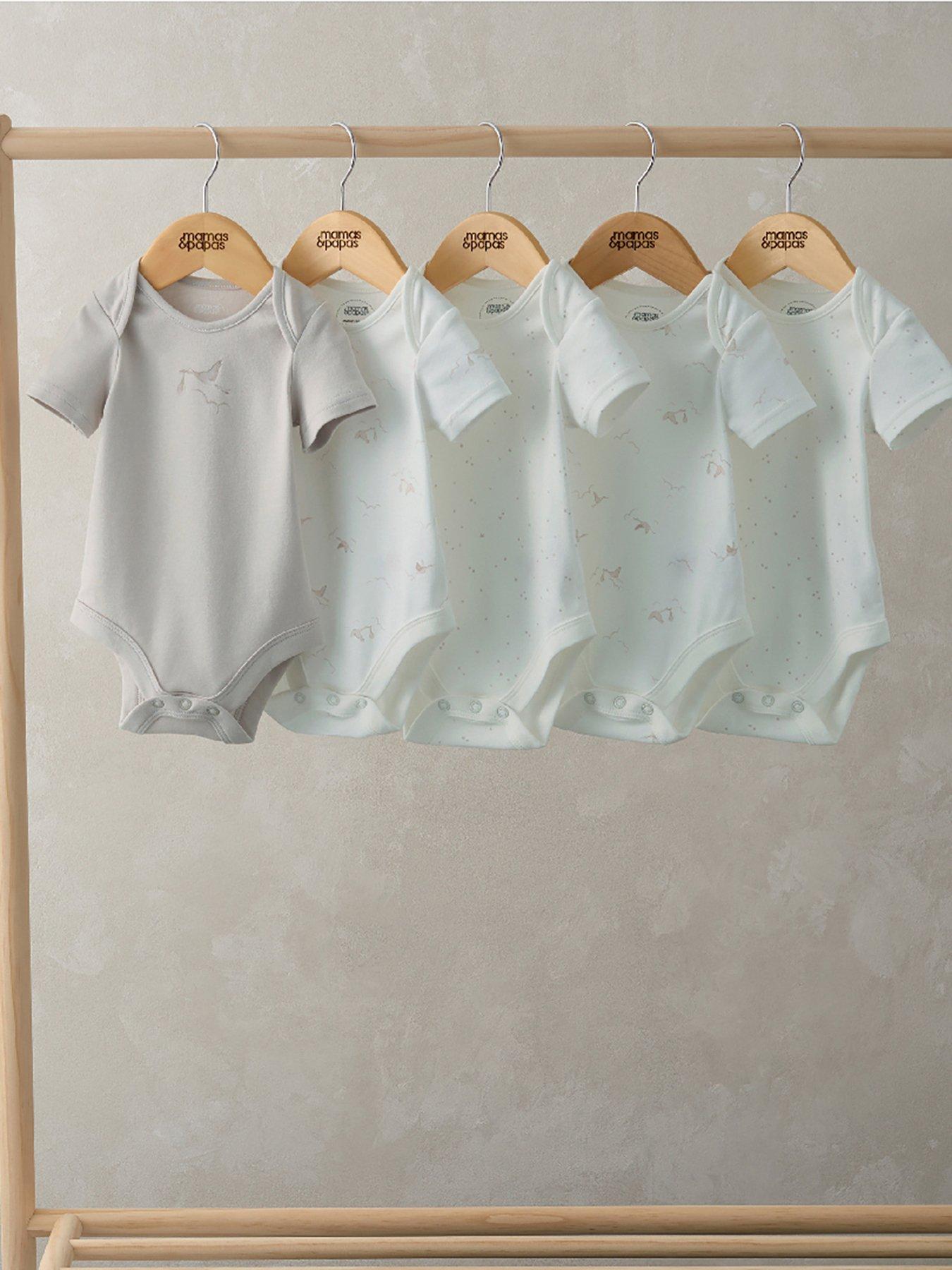 mamas-papas-baby-unisex-5-pack-stork-bodysuits-multi