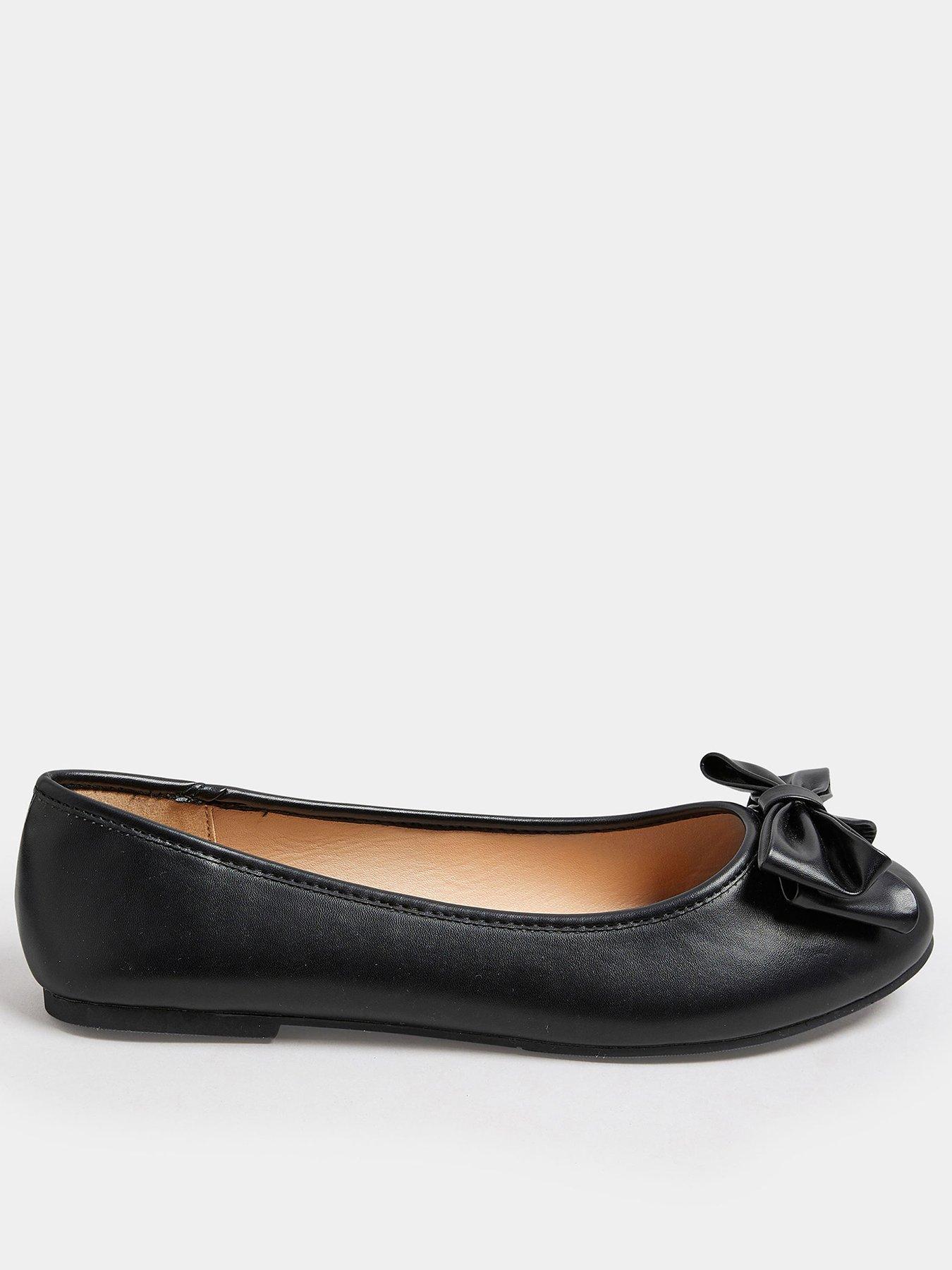 yours-extra-wide-fit-bow-ballet-pumps-blackfront