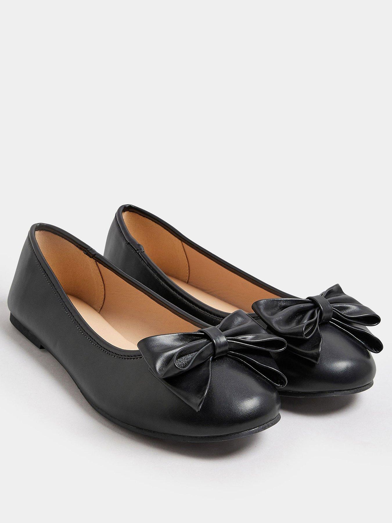 yours-extra-wide-fit-bow-ballet-pumps-blackstillFront