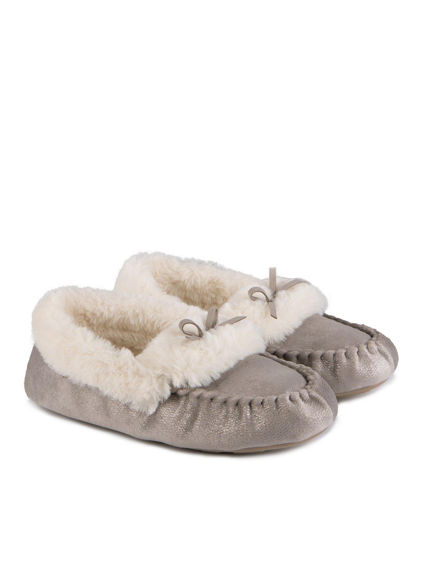 Image 1 of 6 of TOTES Totes Sparkle Moccasin Slippers - Grey