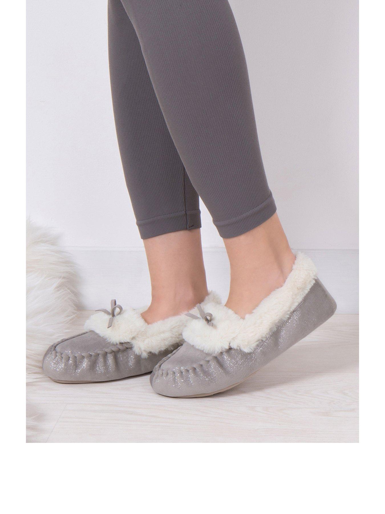 Image 2 of 6 of TOTES Totes Sparkle Moccasin Slippers - Grey