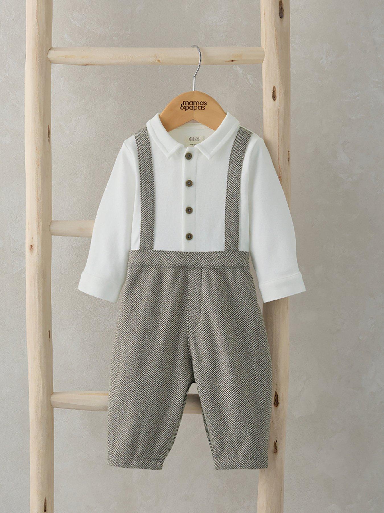 mamas-papas-baby-boys-herringbone-mock-romper-brownstillFront