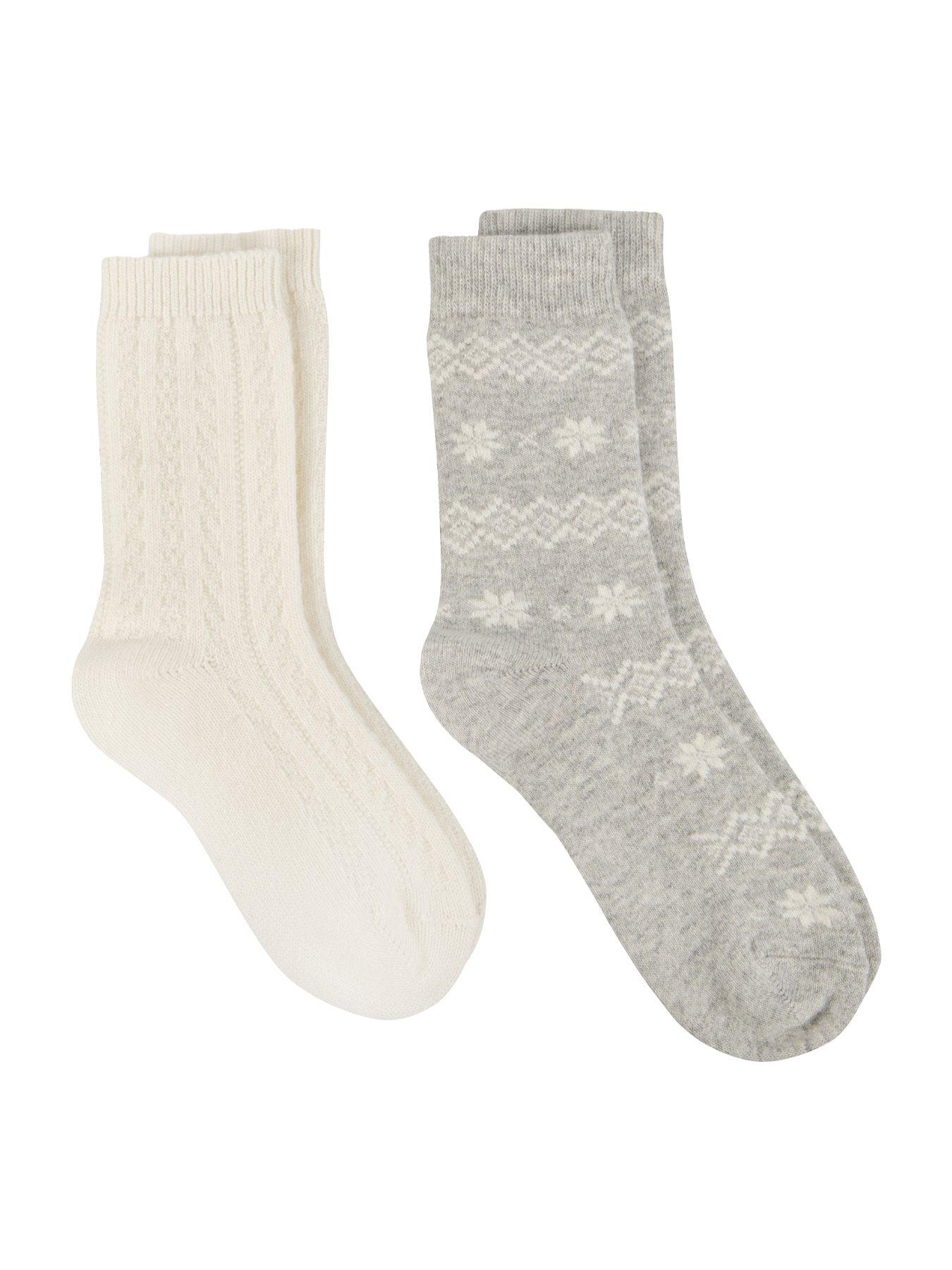 TOTES Totes 2 Pk Ladies Cashmere Ankle Socks - Grey