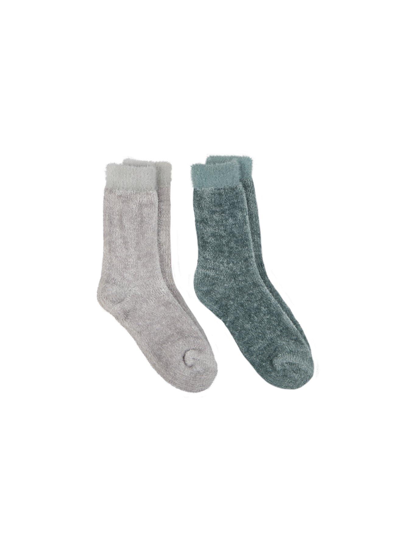 undefined Totes 2pack Chenille Supersoft Slipper Socks - Sage/grey