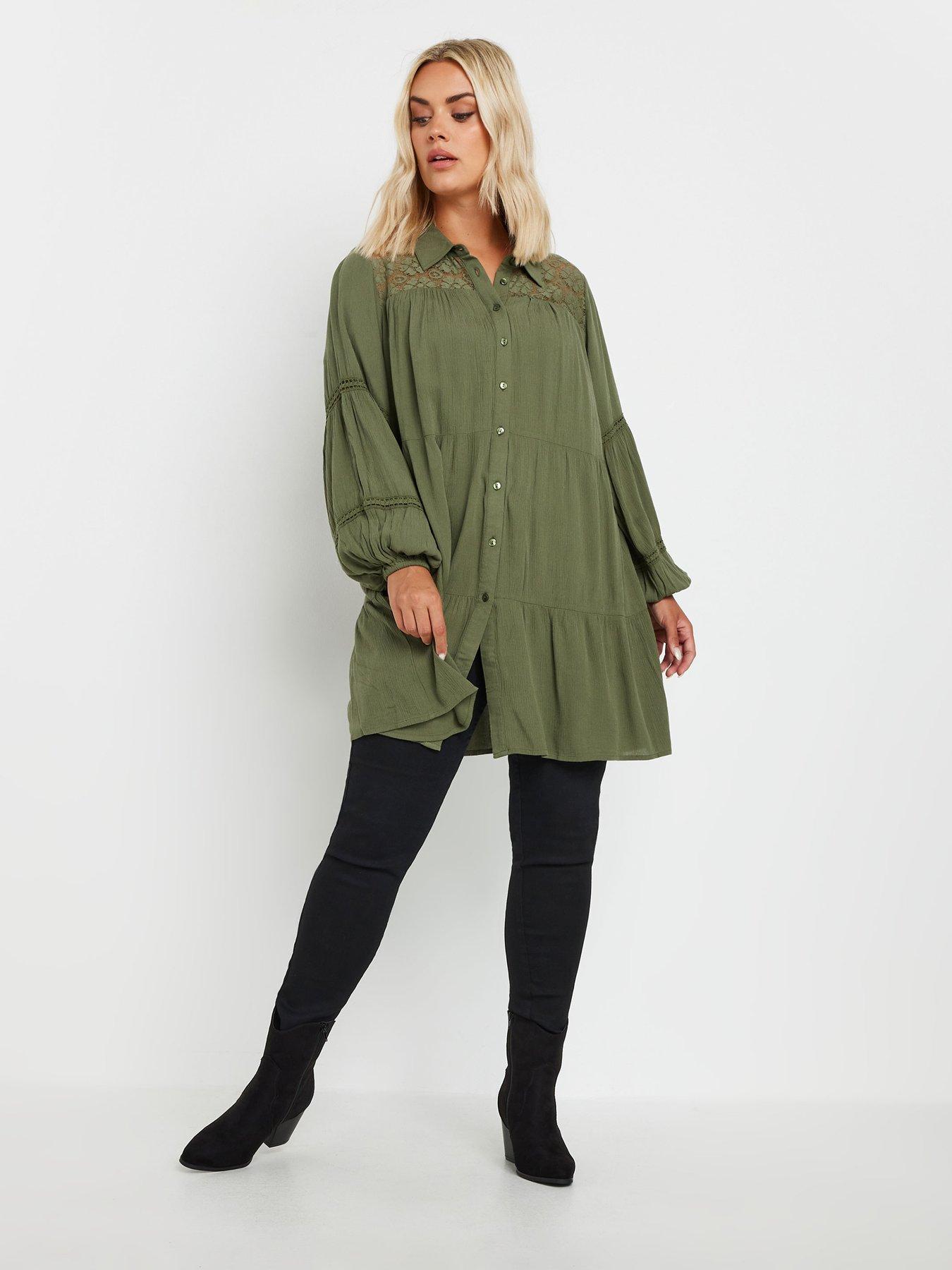 yours-curve-boho-long-sleeve-tiered-shirt-greenback