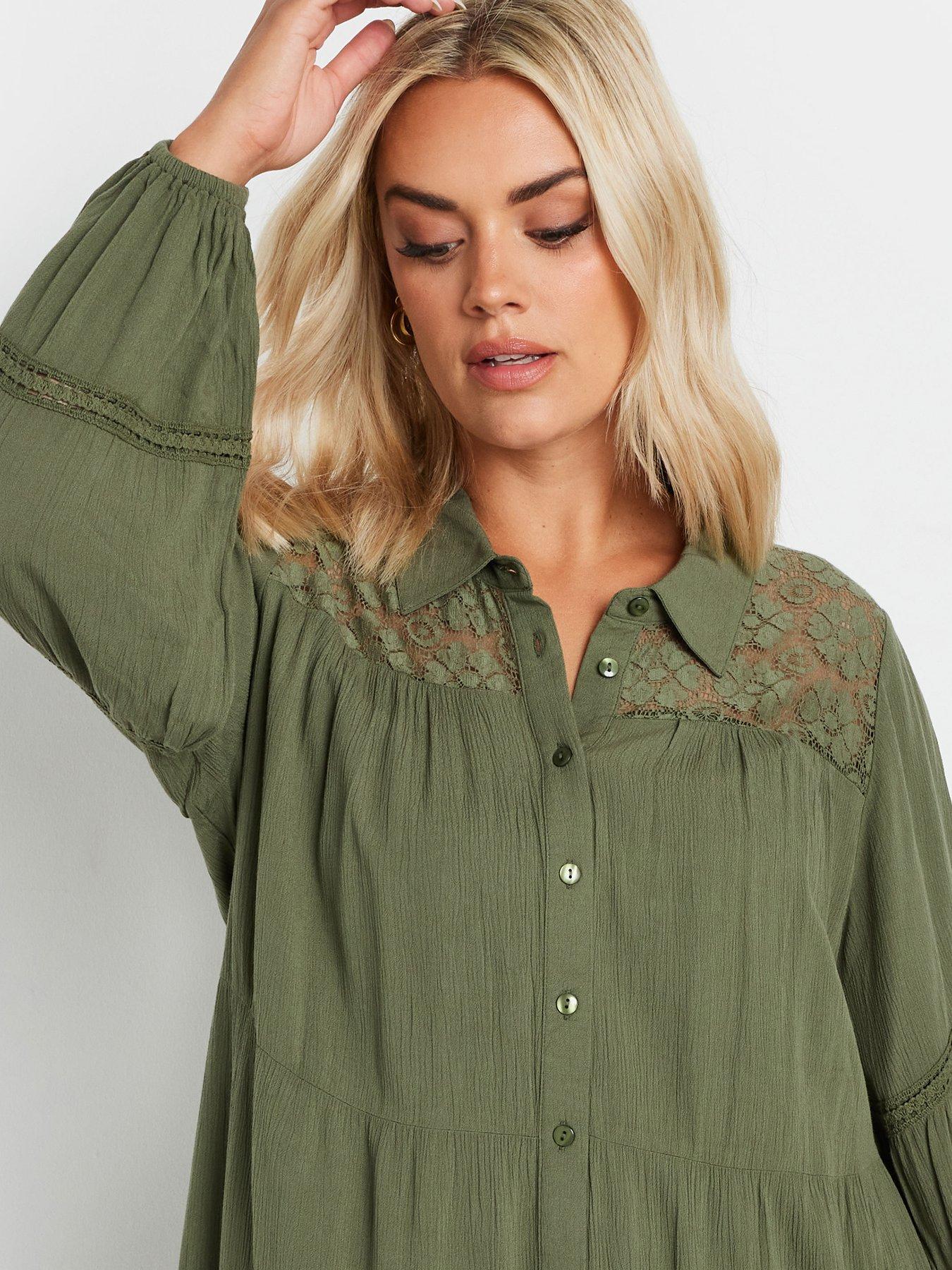 yours-curve-boho-long-sleeve-tiered-shirt-greenoutfit