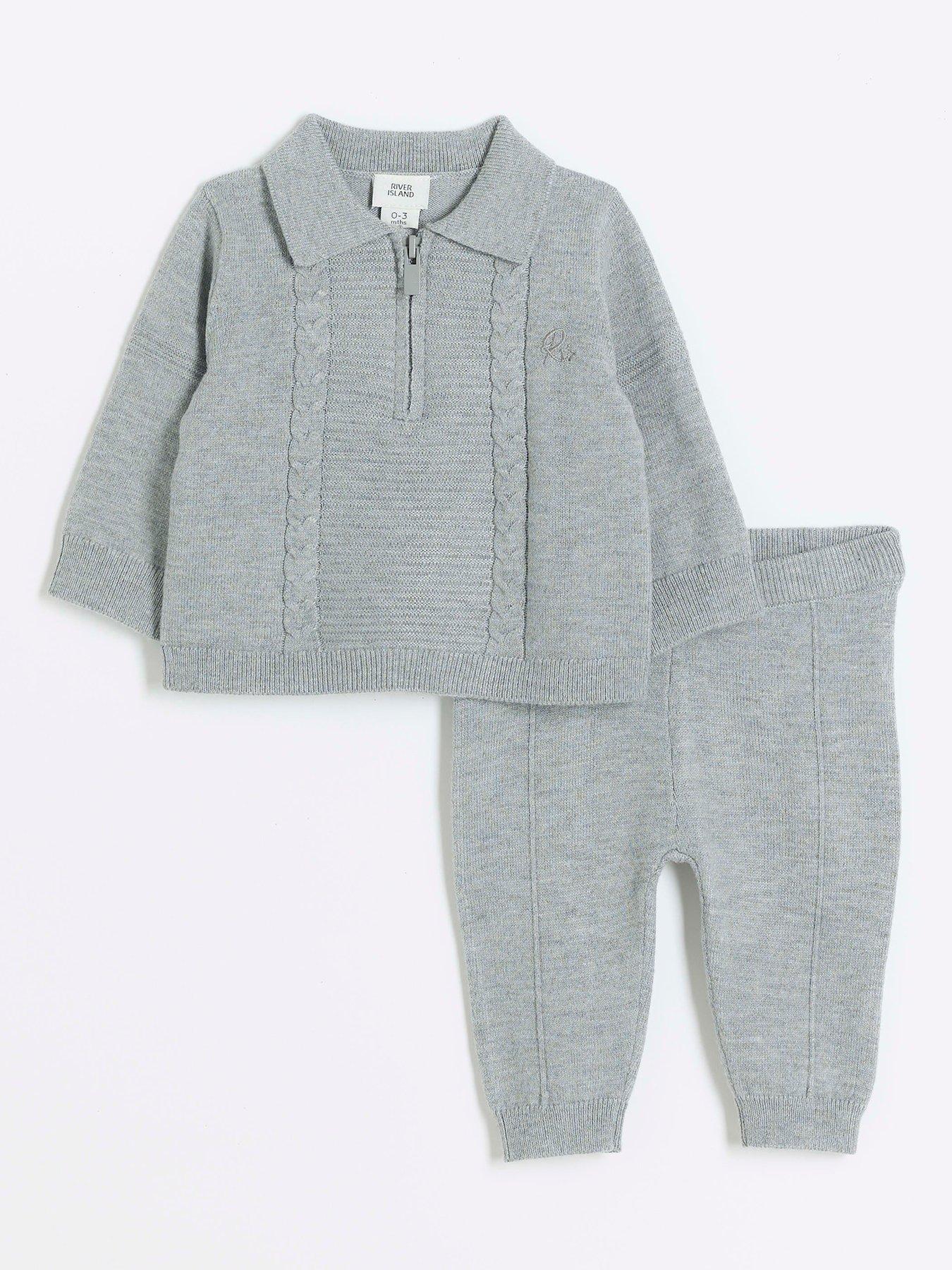 river-island-baby-baby-boys-cable-knit-polo-set-grey