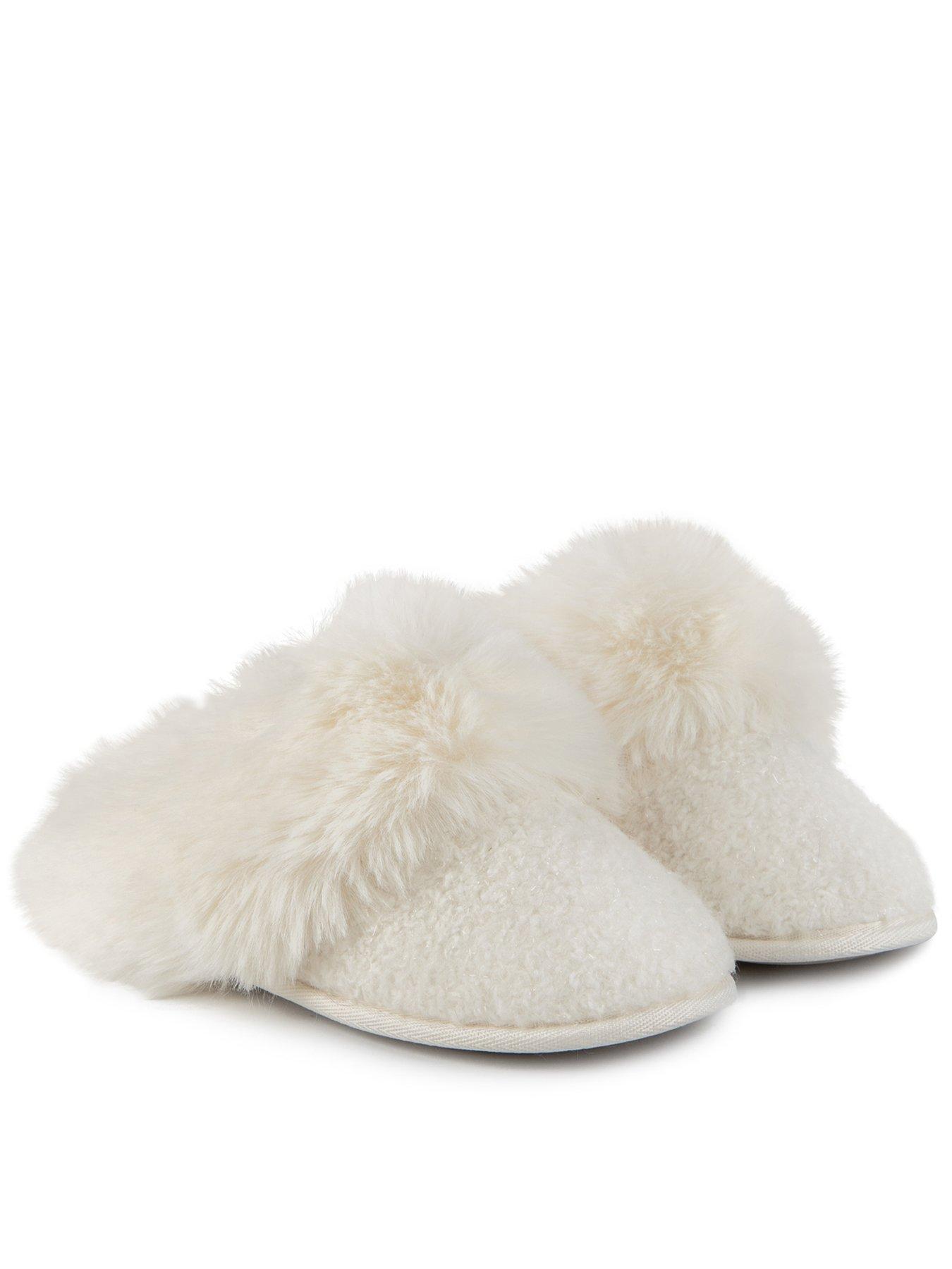 totes-sparkle-faux-fur-mule-slippers-cream