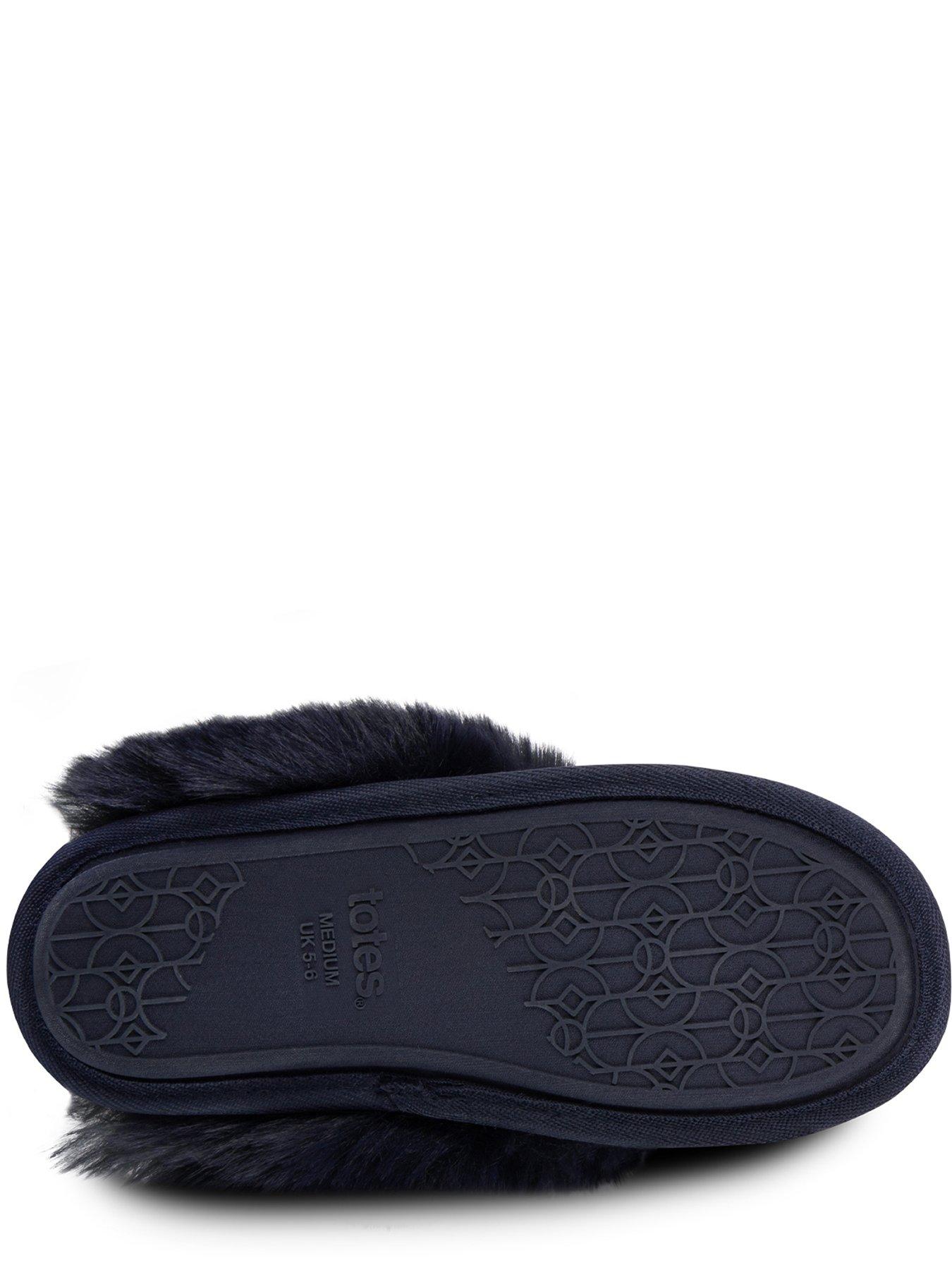 totes-totes-sparkle-faux-fur-mule-slippers-navydetail