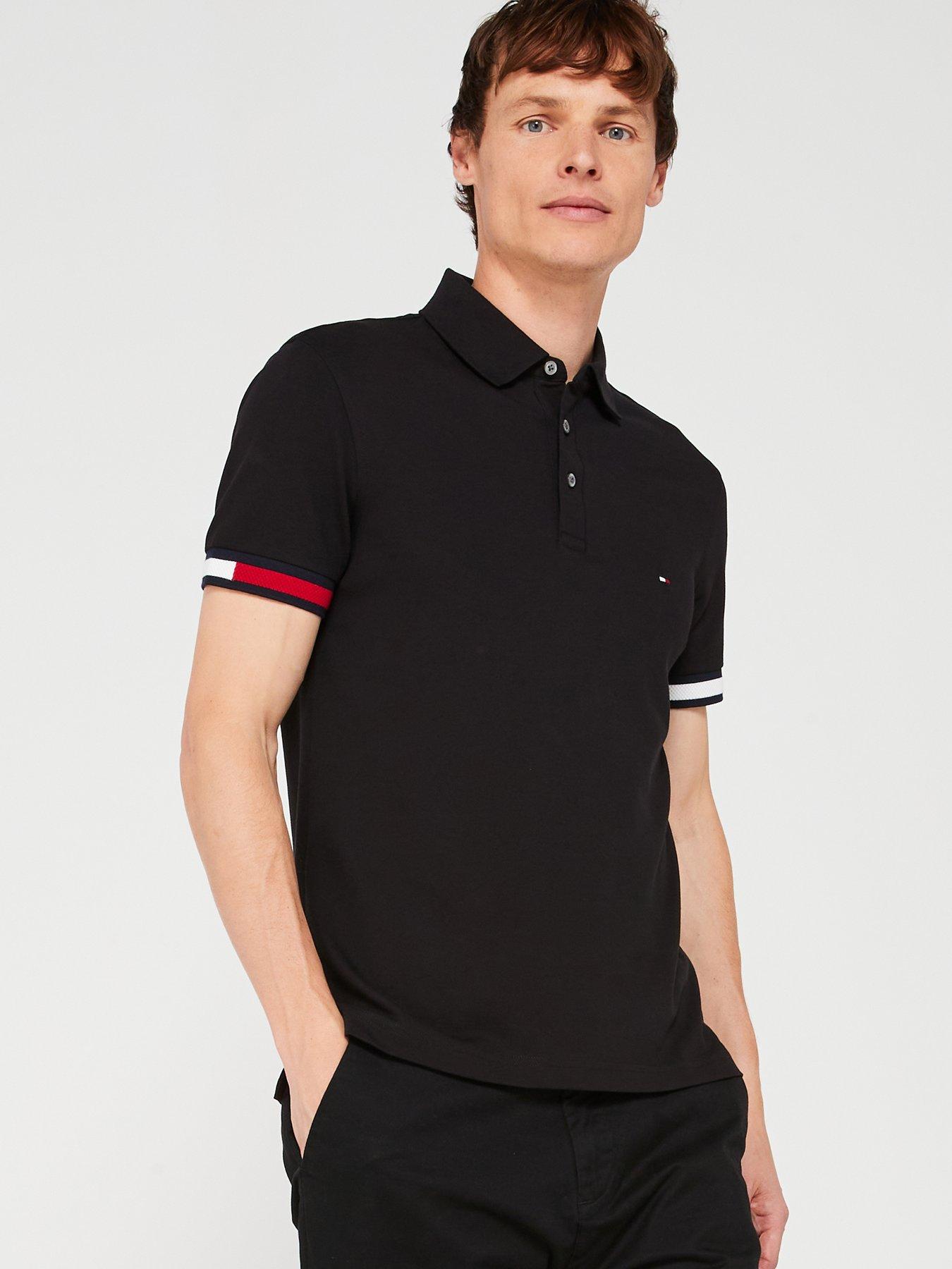 undefined Slim Fit Flag Cuff Polo Shirt - Black
