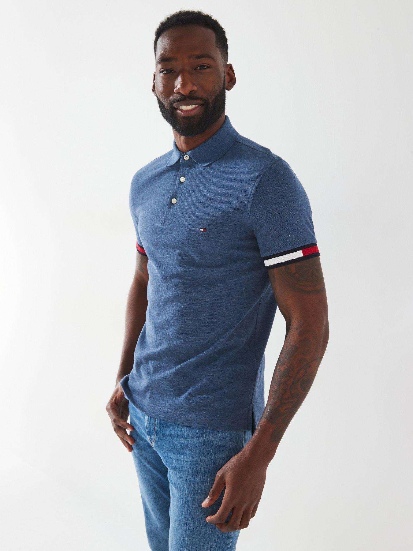 tommy-hilfiger-slim-fit-flag-cuff-polo-shirt-blue