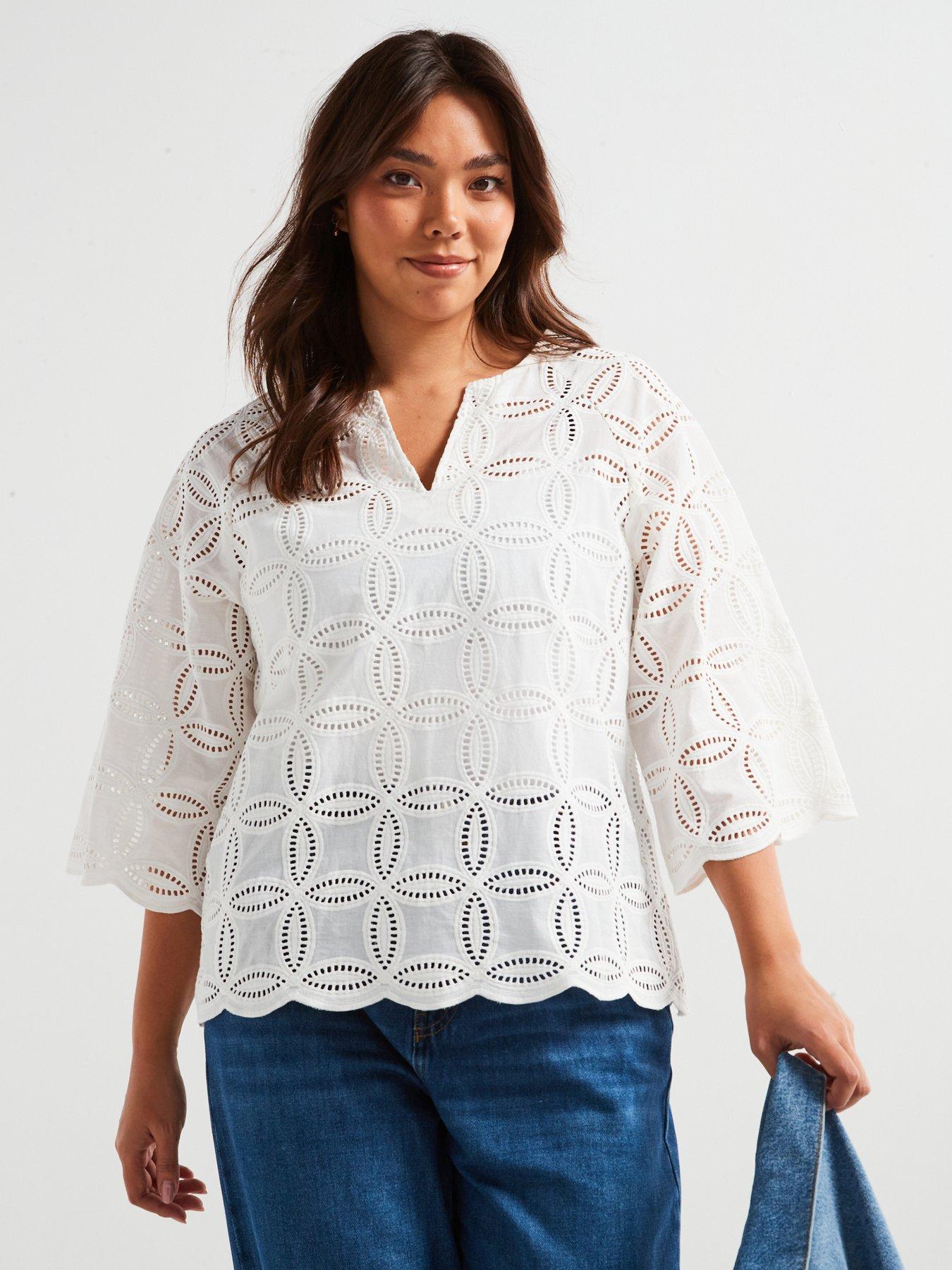 undefined Embroidered Blouse - Cream