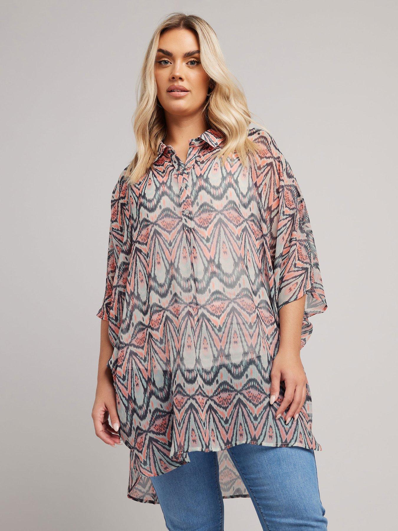 yours-curve-over-head-sheer-shirt-blue