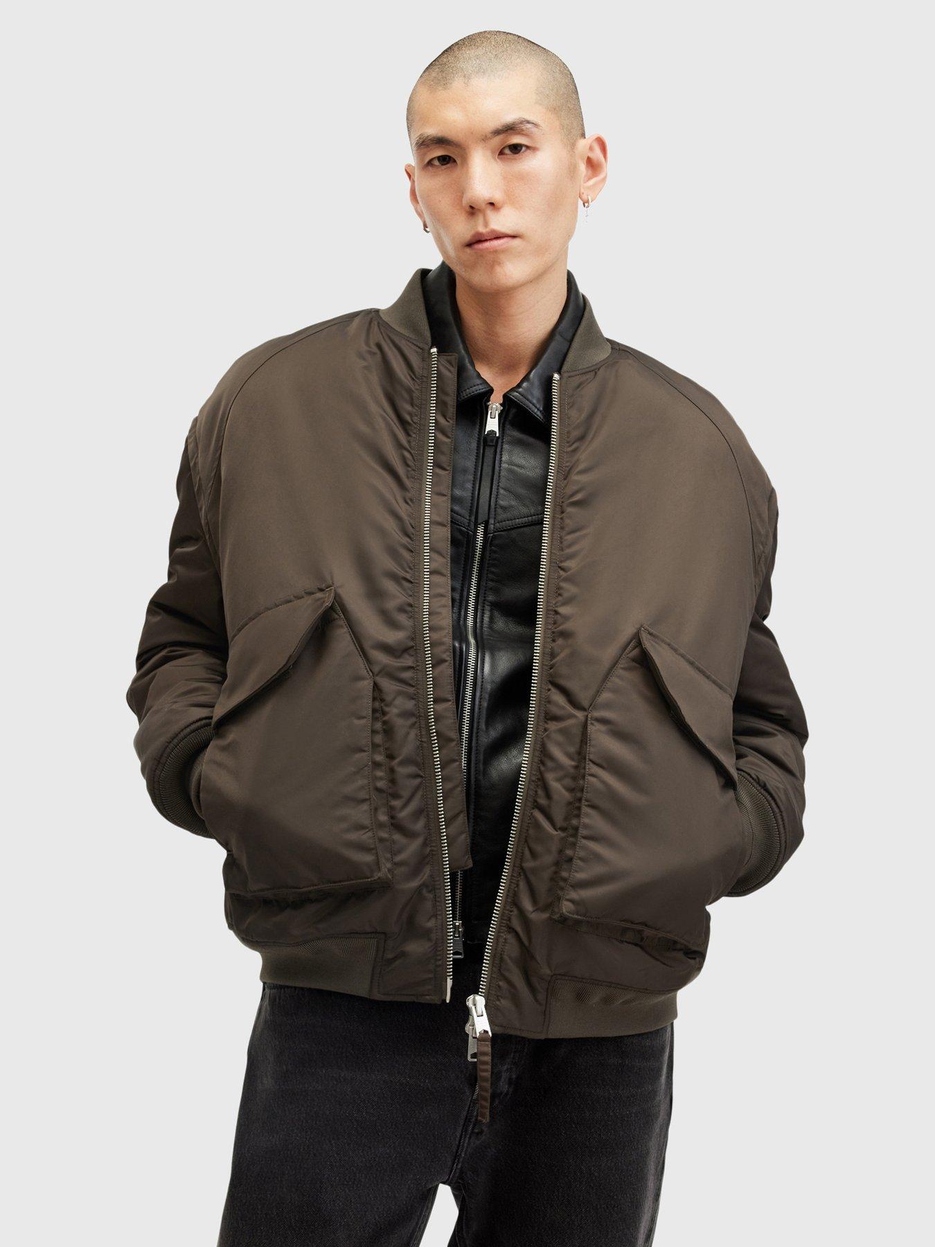 Image 1 of 5 of AllSaints Allsaints Hawk Bomber Jacket - Dark Khaki